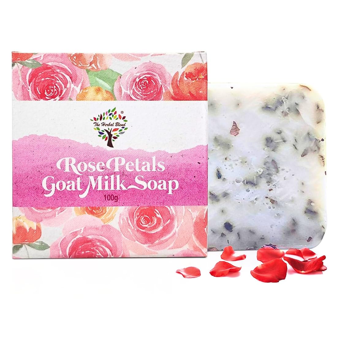 Organic Handmade Rose Petal Goat Milk Soap - Moisturizing & Nourishing Skin Care for Women, Men & Kids - 100g Natural Body Soap Bar - Perfect for Dry Skin, Sensitive Skin & Daily Bathing Routine