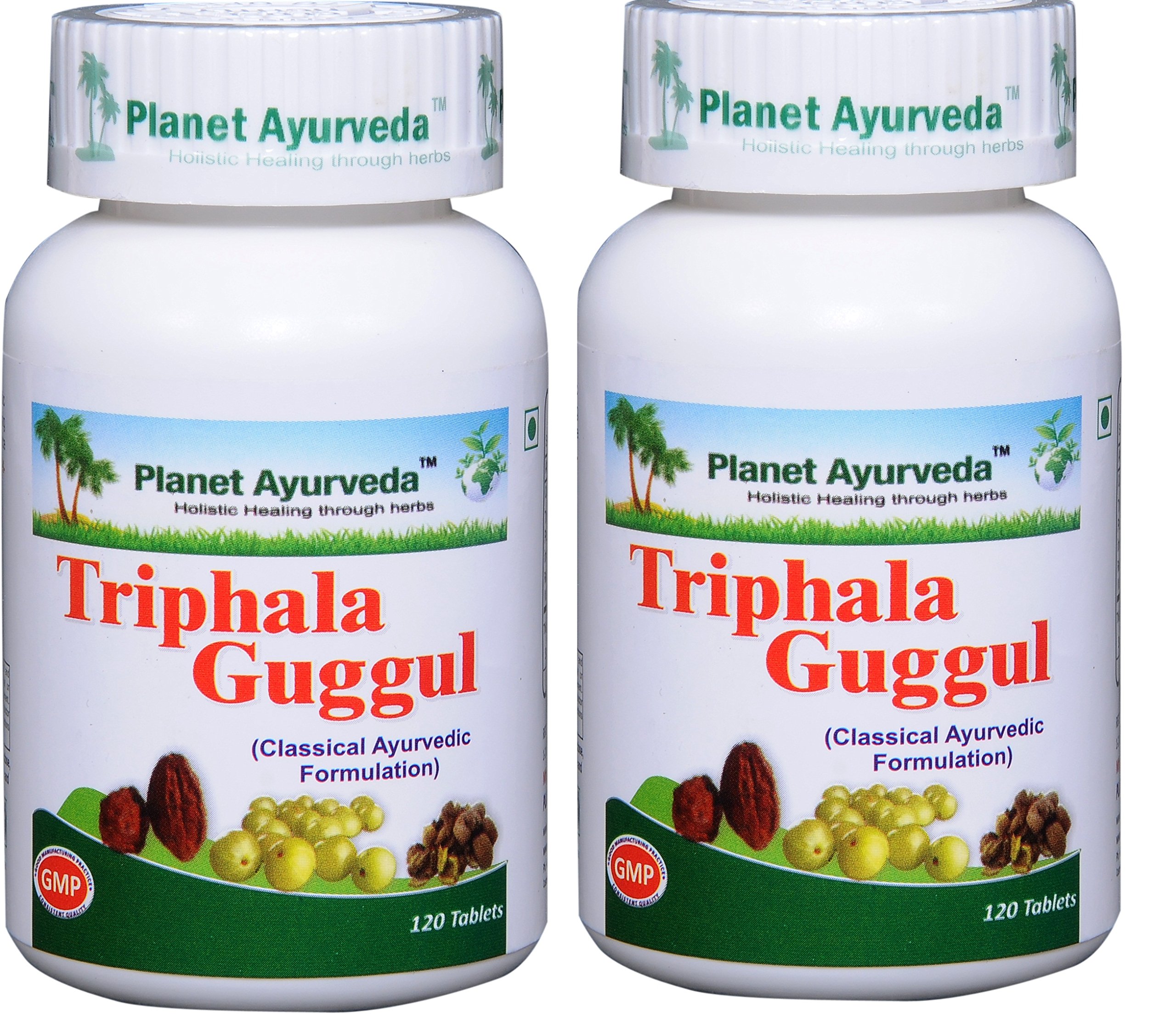 Planet Ayurveda Triphala Guggul Herbal Tablets - 100% Natural Pure Ayurvedic Supplement for Digestion & Detox (240 Tablets - 2 Bottles x 120) - Supports Weight Management & Healthy Metabolism | Daily Wellness Routine