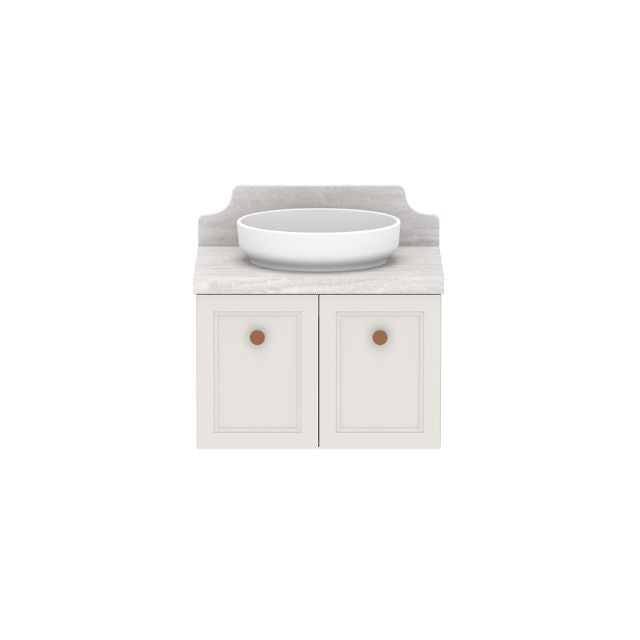 ADP Mabel Wall Mounted Vanity with Cherry Pie Premium Solid Surface Countertop - Modern Bathroom Sink for Small Spaces & Powder Rooms