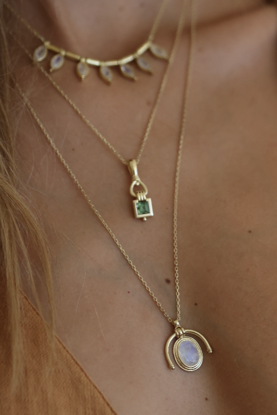 Freya Apatite Gold Necklace for Women - Elegant Blue Gemstone Jewelry Gift for Birthday, Anniversary & Valentine's Day - Perfect for Parties, Weddings & Special Occasions