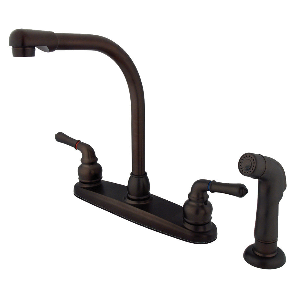Kingston Brass KB758SP Magellan Centerset Kitchen Faucet - Modern Stainless Steel Sink Faucet with High Arc Spout for Easy Washing, Perfect for Home Kitchen & RV Use