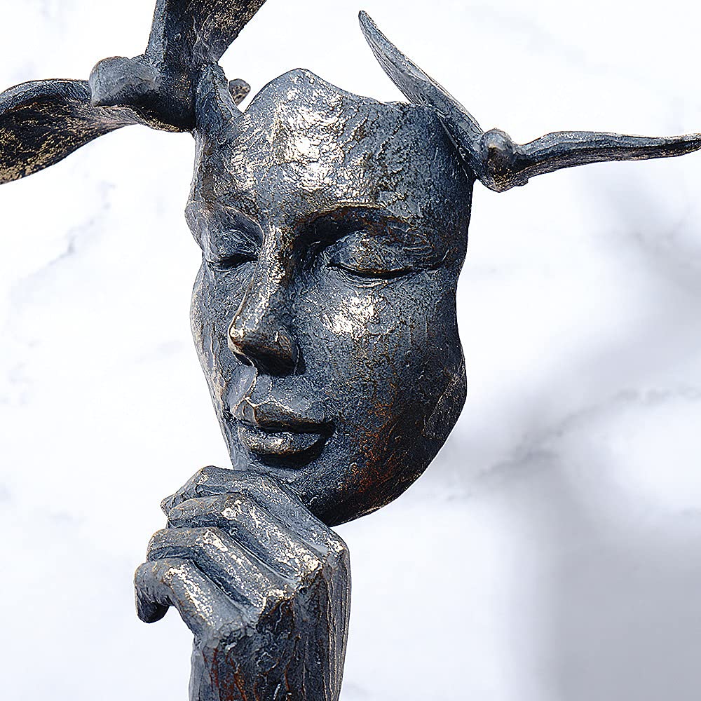 Silent Thinker Statue - Rustic Resin Abstract Sculpture for Home, Office & Piano Decor | Handcrafted Figurine for Entrance, Study & Meditation Spaces