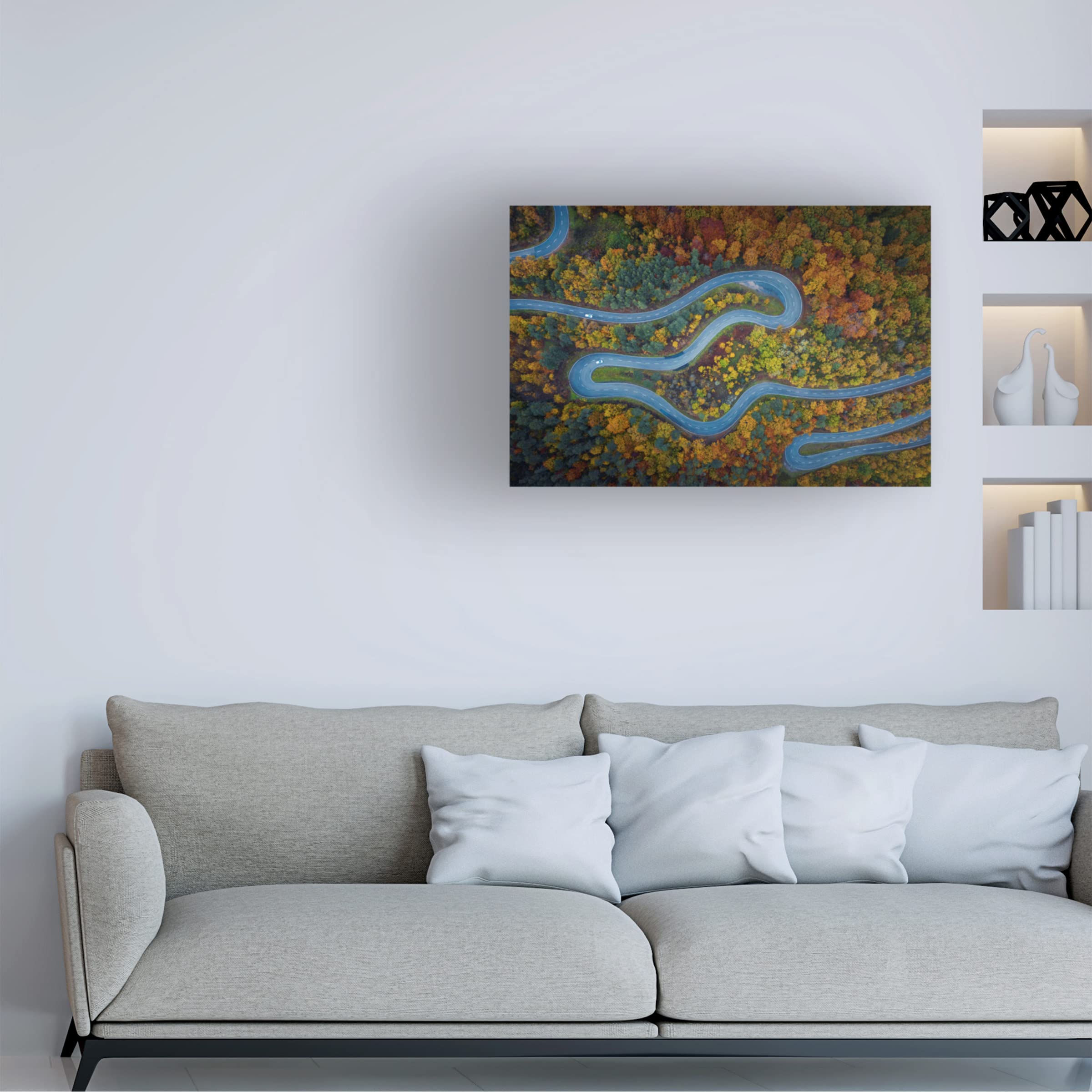 Trademark Fine Art 'Autumn Explodes' Canvas Wall Art by Jose Manuel Martin - Stunning Fall Landscape Painting for Living Room, Bedroom & Office Decor