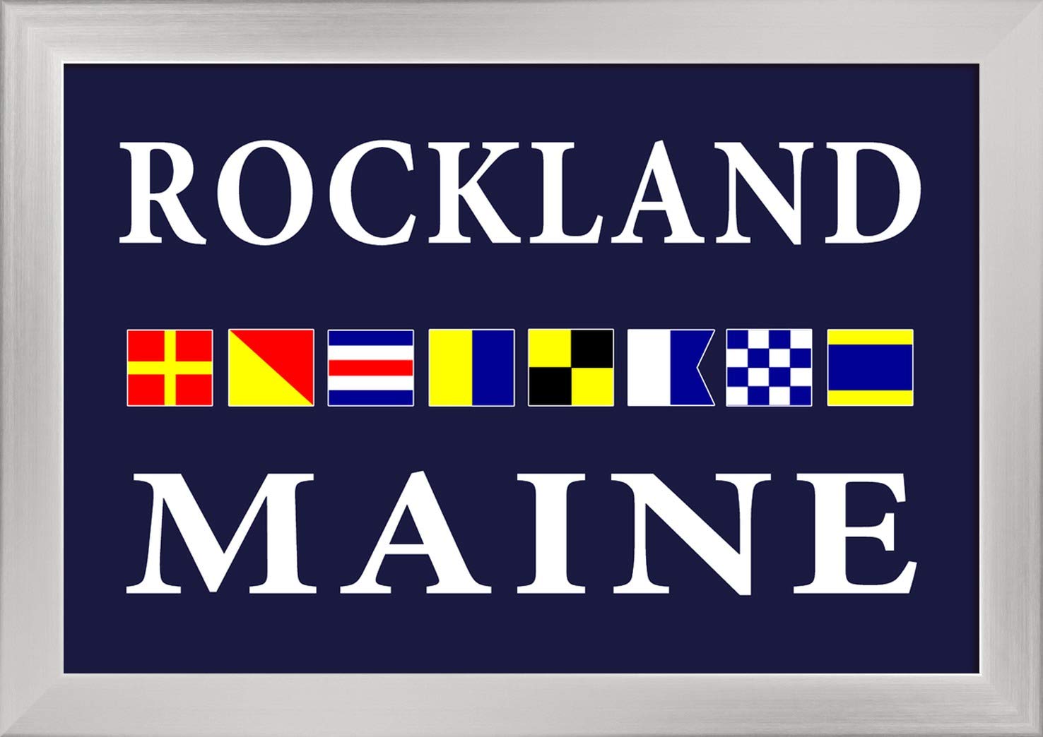 Nautical Flags Fine Art Print - 12x18 Giclee on Recycled Wood Frame with Silver Finish | Coastal Decor for Home, Office & Boat | Rockland Maine Maritime Wall Art