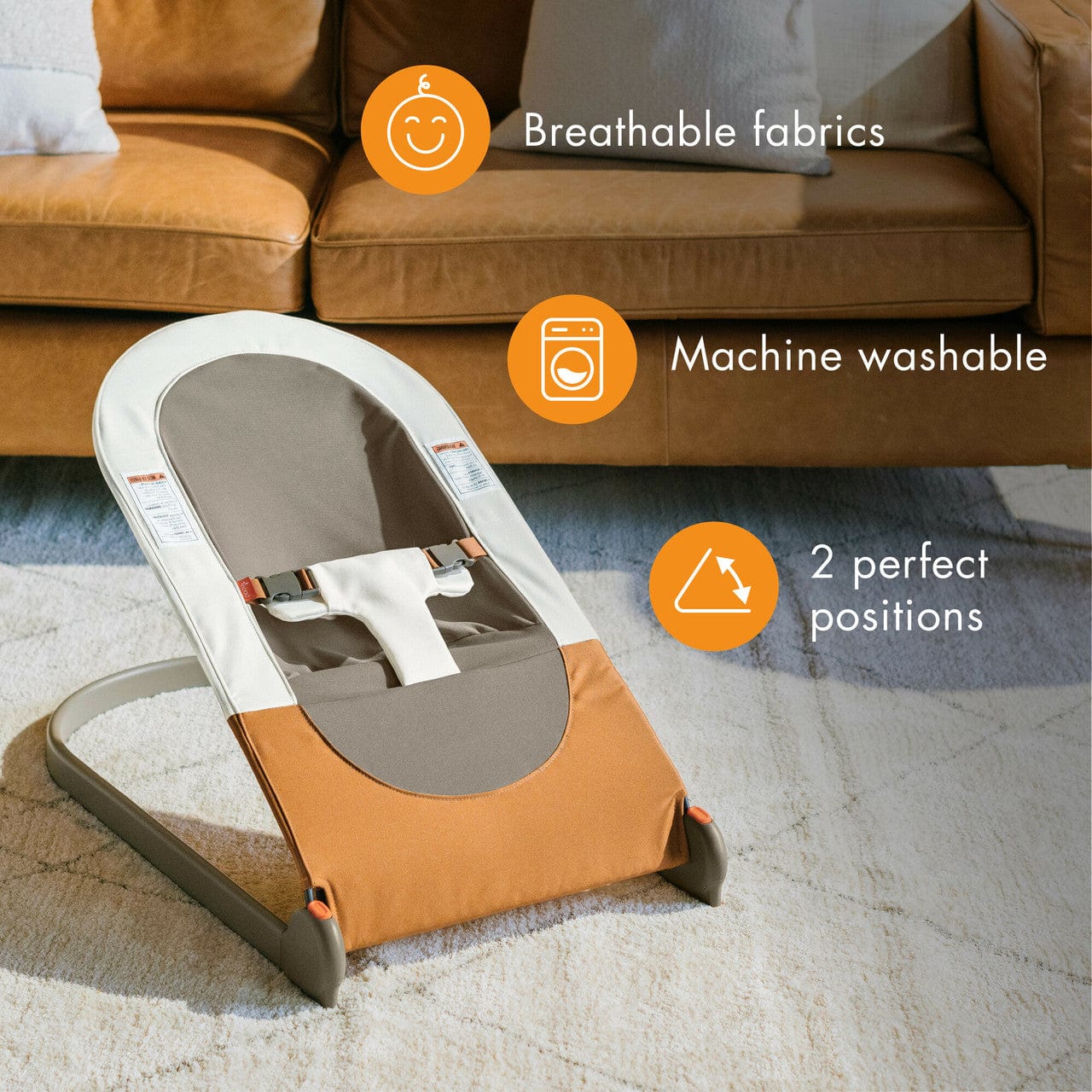 Tomy Boon Slant Bouncer - Baby Bouncer Seat with Adjustable Recline for Newborns & Infants - Perfect for Playtime, Napping & Soothing at Home or Travel