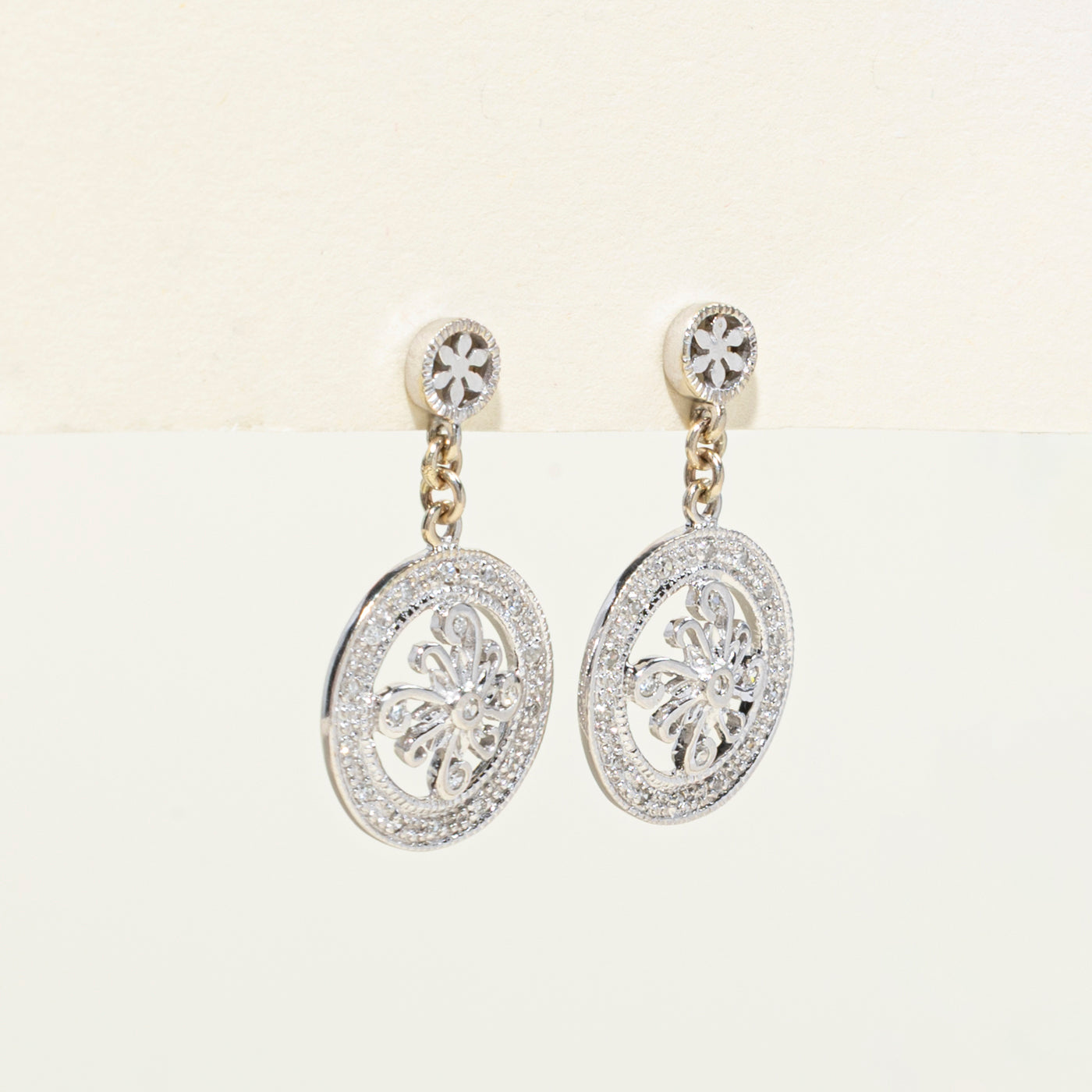 14K Gold Diamond Cluster Dangle Earrings - 0.21ctw Total Weight | Elegant Drop Earrings for Women | Perfect for Weddings, Parties & Special Occasions