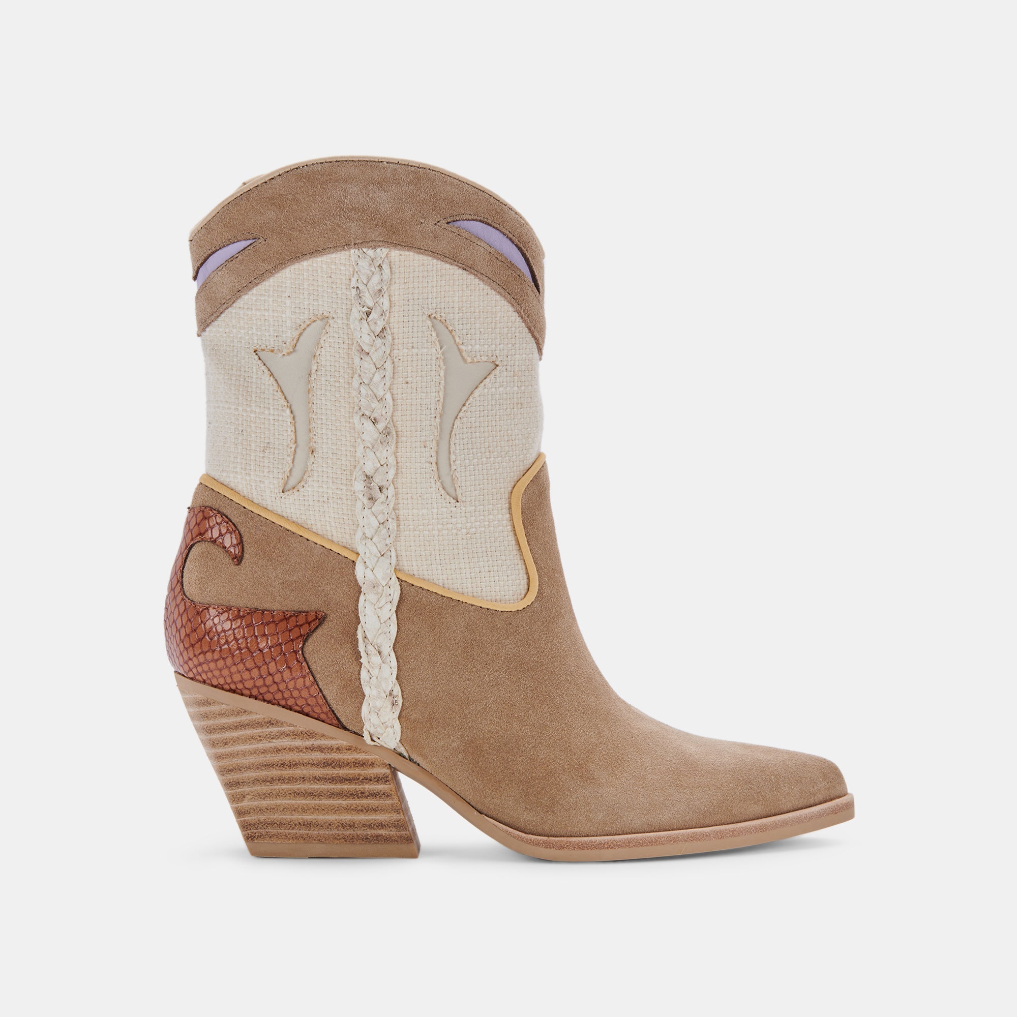 Loral Booties for Women - Taupe Multi Suede Comfortable Ankle Boots for Fall & Winter | Casual & Dressy Outfits | Walking, Office, Date Night