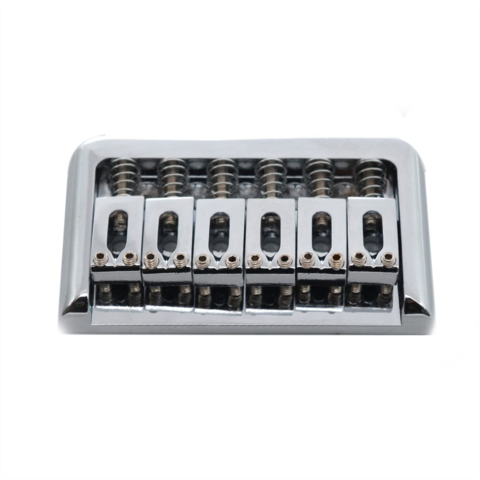 High-Quality 6-String Electric Guitar Bridge - String Through Body, Fixed Hard Tail (76.5x44.5mm) - Silver Finish | Perfect for Guitar Upgrades & DIY Repairs