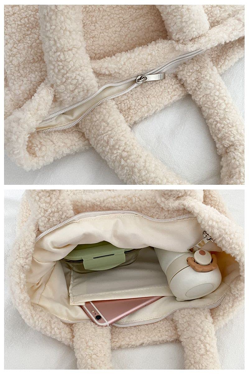 GRPKSSIB Cute Goose Plush Tote Bag - Soft Fuzzy Goose Handbag & Shoulder Purse for Women | Perfect for Casual Outings, Shopping & Gift Giving