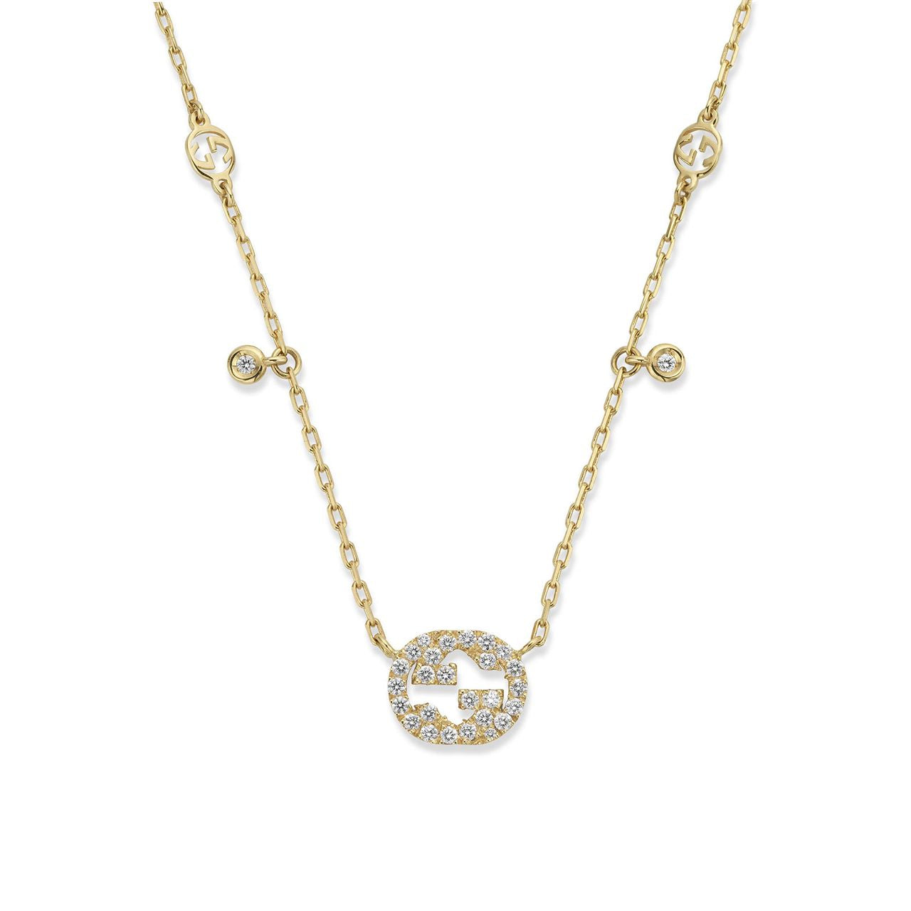 Gucci Interlocking 18K Yellow Gold Diamond Necklace YBB729402002 | Luxury Diamond Pendant for Women | Perfect for Anniversaries, Weddings & Special Occasions