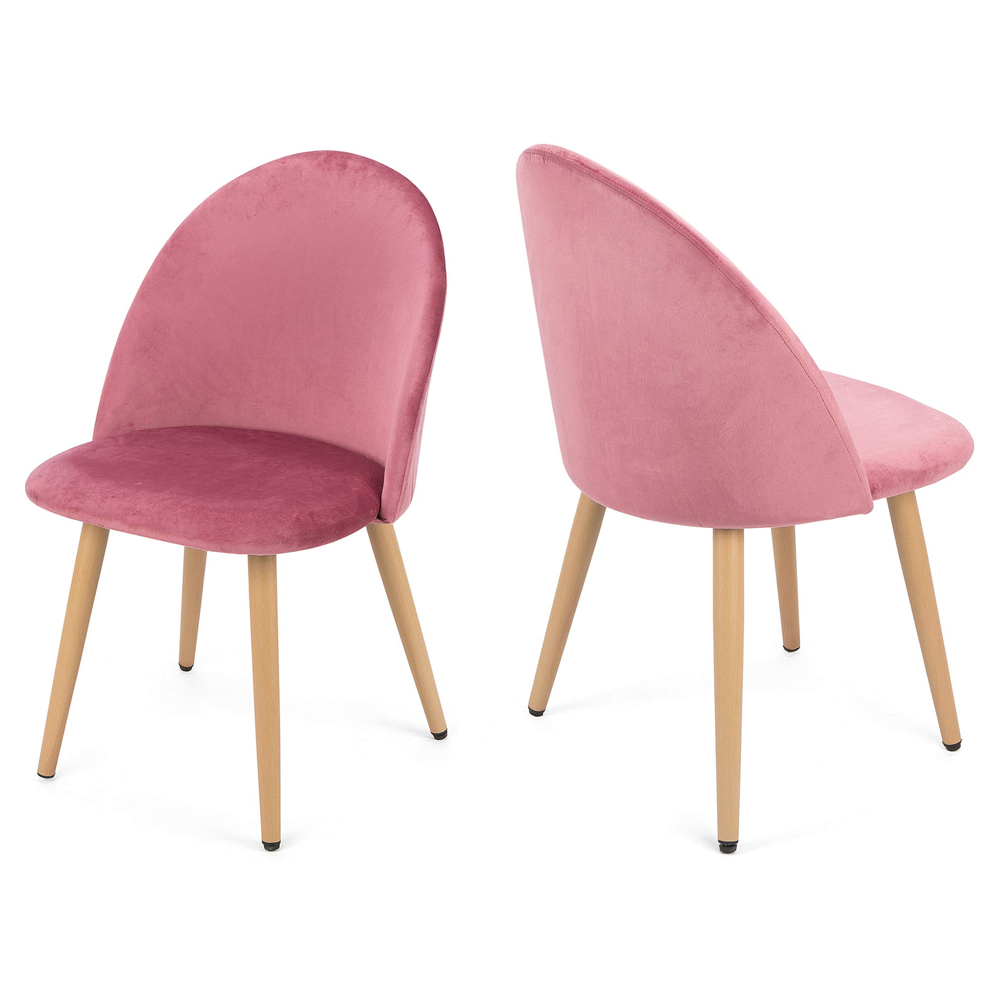 4-Piece Fabric Dining Chair Set with Wooden & Metal Legs - Comfortable Kitchen, Living Room, Lounge Chairs for Dining & Bedroom - Soft Pink Home Decor | Perfect for Family Meals, Entertaining Guests & Relaxing