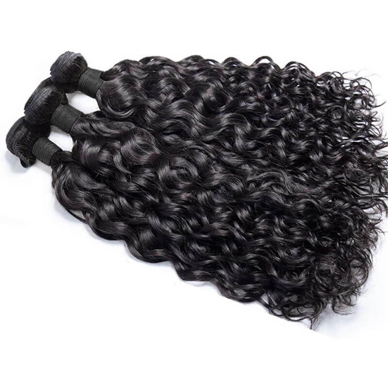 Eullair Water Wave Bundles with Closure 3/4 PCS - 4x4 5x5 6x6 HD Lace Closure - Perfect for Natural-Looking Hairstyles, Weaves & Extensions for Women