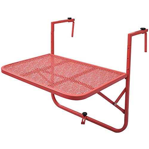 Foldable Outdoor Hanging Table for Balcony Railing - Durable Wrought Iron Patio Dining Table | Perfect for Small Space Dining, Coffee Breaks & Garden Relaxation