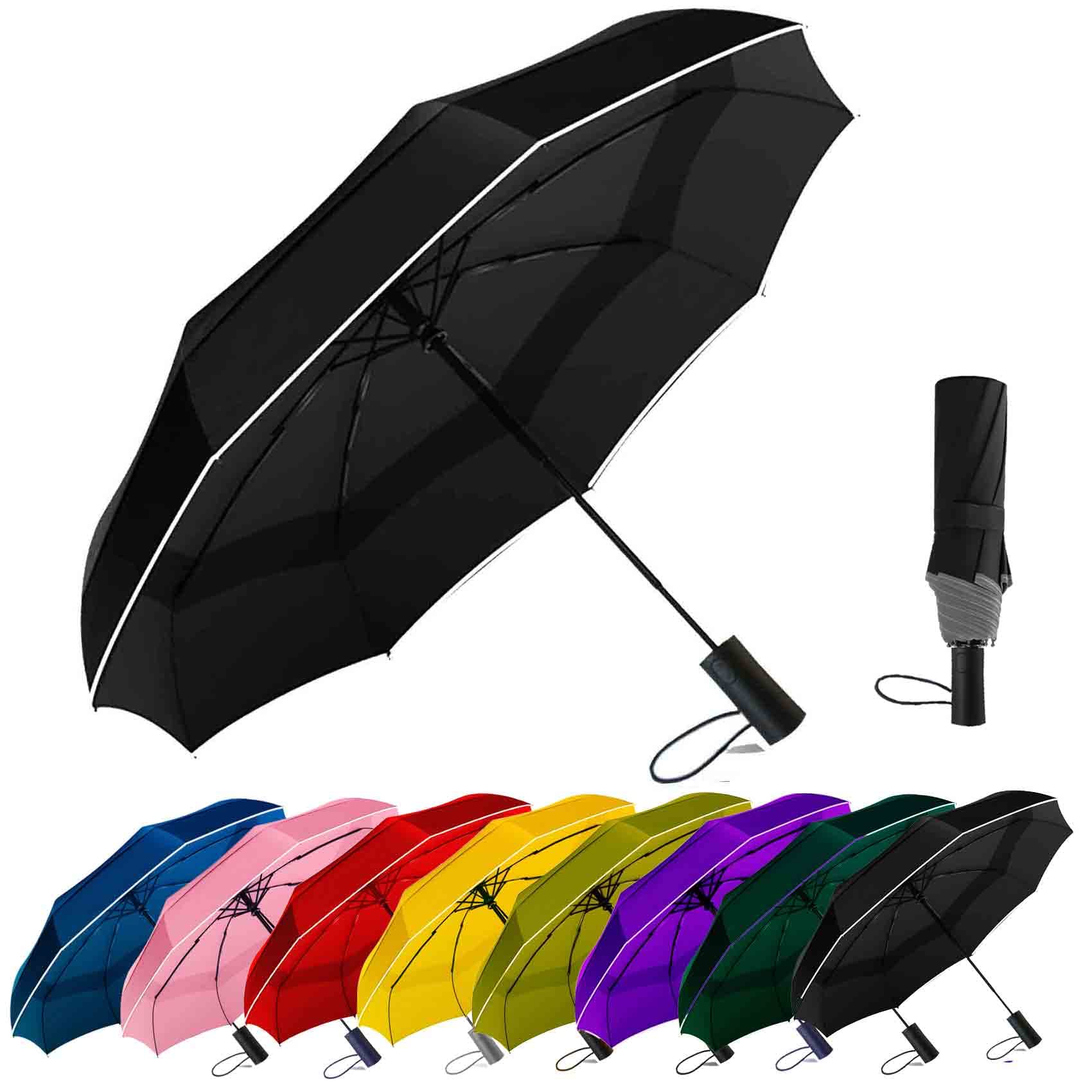 MRTLLOA 49 Inch Automatic Open & Close Windproof Travel Umbrella - Compact Double Canopy Vented Waterproof Folding Golf Umbrella for Rain - Portable for Car, Backpack, Luggage - Perfect for Women, Men, Travel, Golf & Outdoor Activities