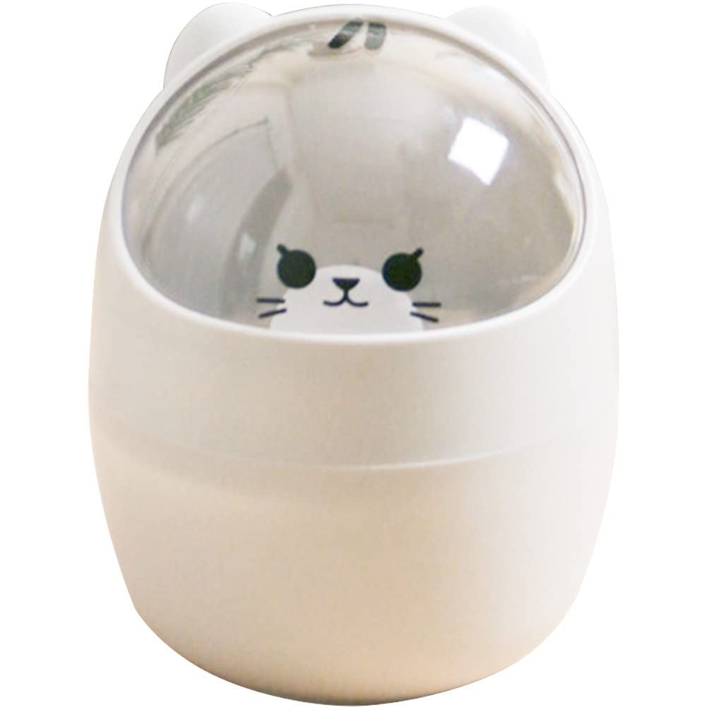 Cute Mini Cat Trash Can with Lid - Kawaii Desktop Storage Bin for Pens, Office Supplies & Small Trash | Perfect for Home, Office & Dorm Room Organization
