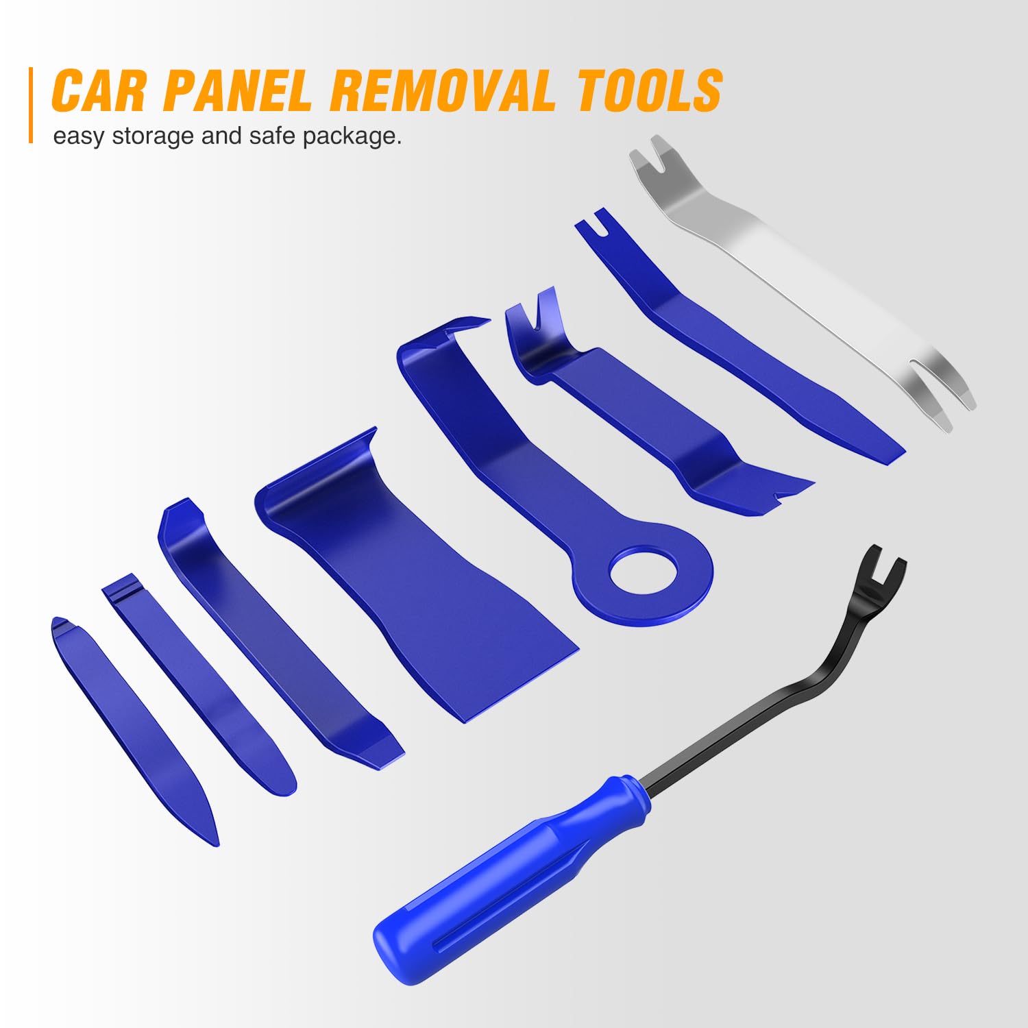 GOOACC 9PCS Auto Trim Removal Tool Kit - No Scratch Car Audio Dash & Window Molding Fastener Remover Set (Blue) - Perfect for Car Stereo Installation, Interior Detailing & DIY Auto Repair
