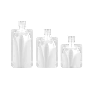 FELOFIX White Refillable Travel-Size Squeeze Pouch - Leakproof Stand Up Cosmetic Containers for Toiletries, Lotion, Shampoo & Shower Gel (30ml/50ml/100ml) - Perfect for Air Travel, Gym Bag & Camping Essentials