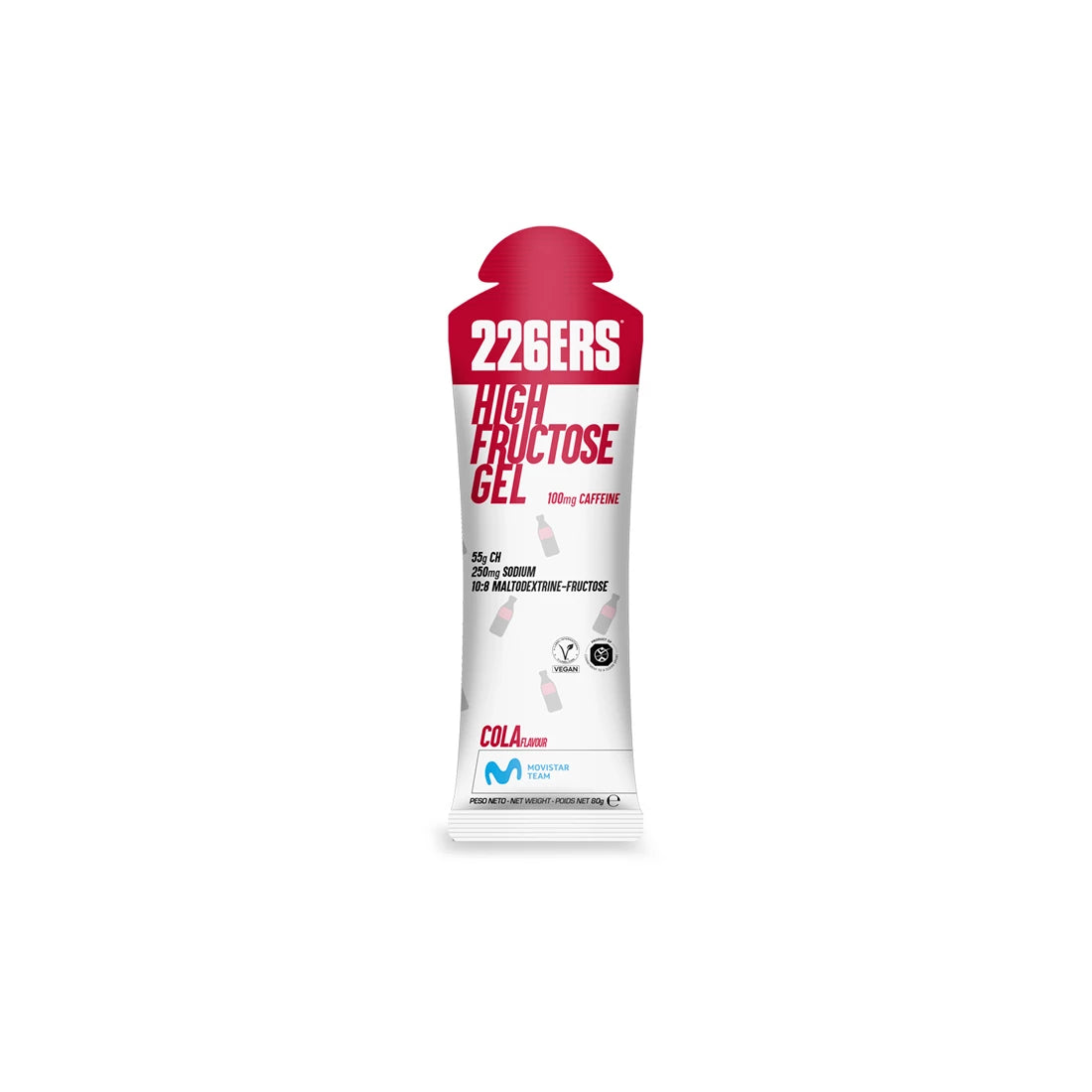 226ERS High Fructose Energy Gel 80g - Cola Flavor with 100mg Caffeine | Quick Fuel for Endurance Athletes, Cycling & Running