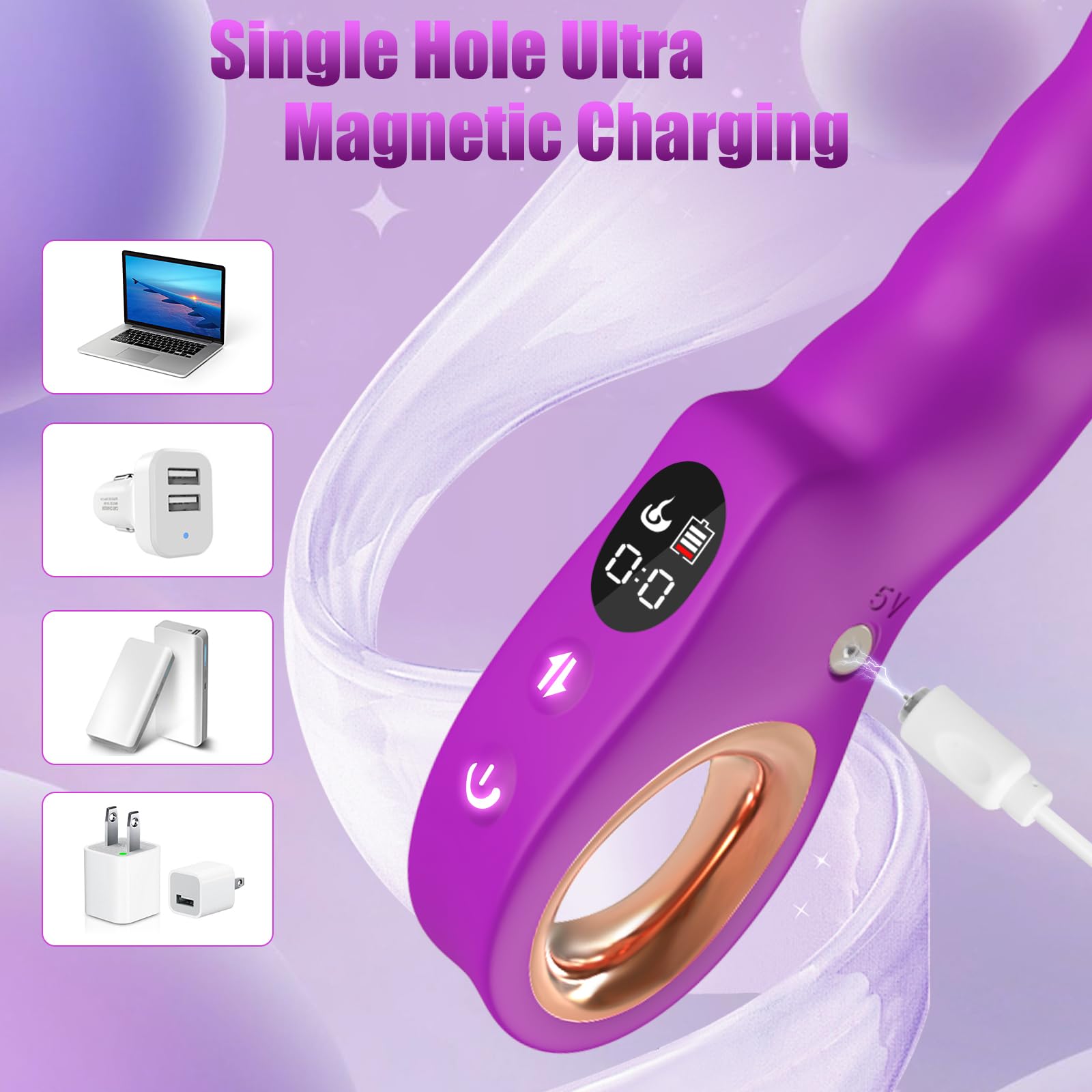 Powerful 7 Thrusting & 7 Vibrating Modes G Spot Vibrator with Hollow Handle - Clitoral Stimulation & Anal Dildo Toy for Women, LCD Display Wand Massager - Perfect for Couples Play & Solo Pleasure