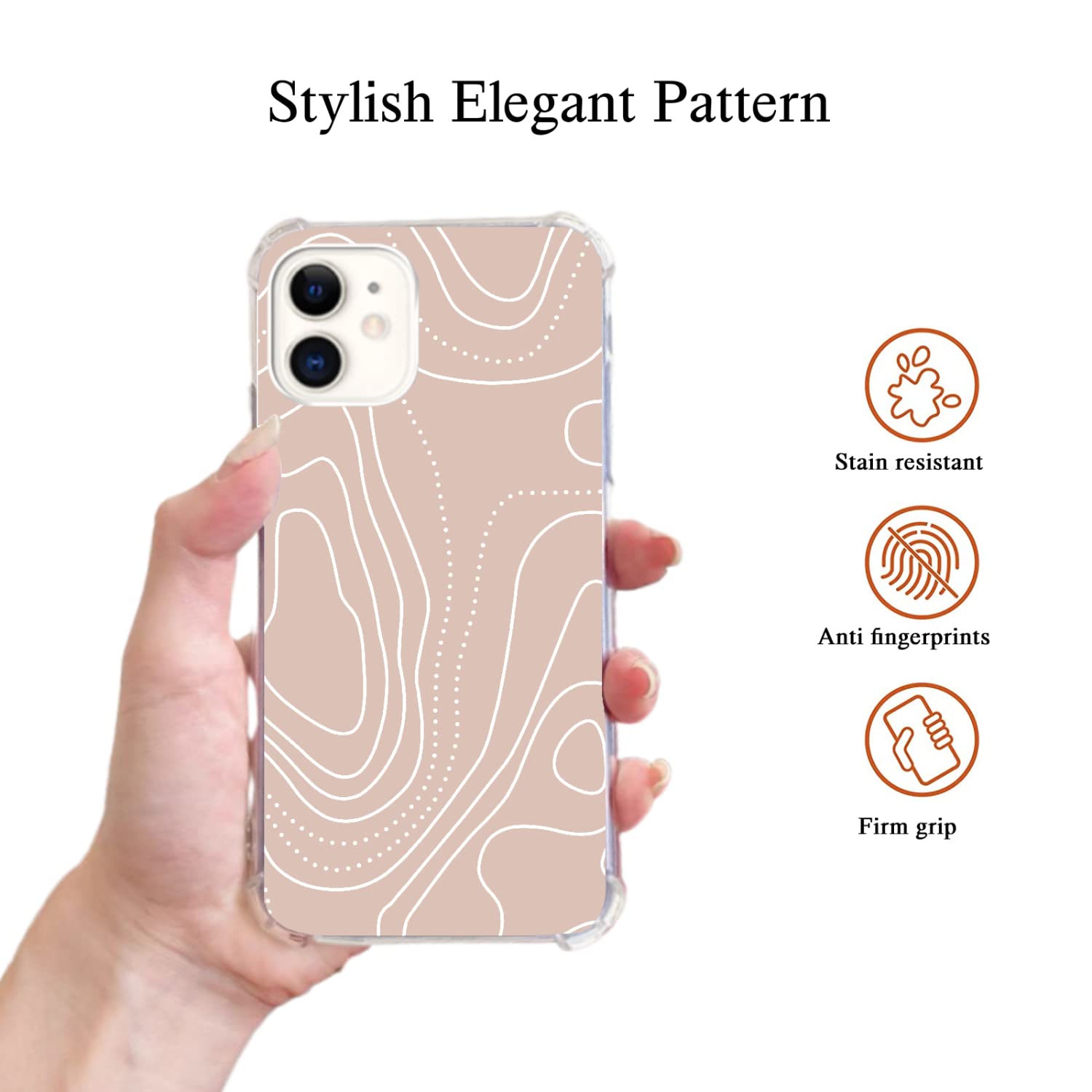 Pastel Abstract iPhone 12 Case - Minimalist Beige Line Art Phone Cover for Women & Men | Soft TPU Bumper Protection | Perfect for Everyday Use, Office & Travel
