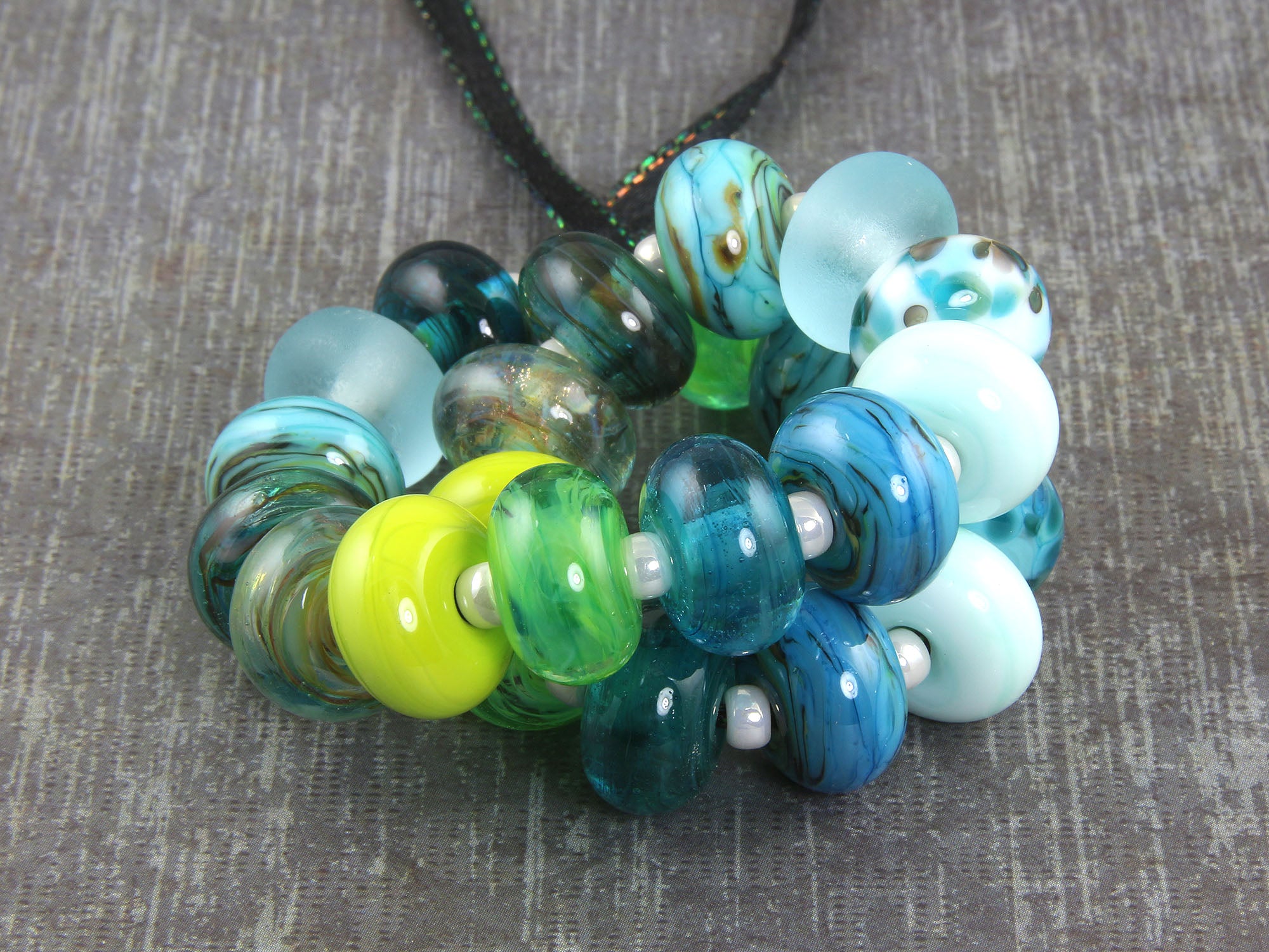 24 Handmade Blue Lagoon Lampwork Glass Beads for Jewelry Making - DIY Bracelet, Necklace & Craft Projects - SRA Certified Artisan Beads