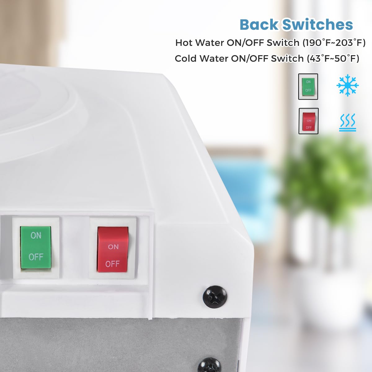KOTEK 3-5 Gallon Top Loading Water Cooler Dispenser with Hot & Cold Water, Child Safety Lock & Storage Cabinet - Freestanding Electric Water Dispenser for Home, Office, Kitchen, Dorm - White (Perfect for Hydration, Tea, Coffee & Instant Meals)
