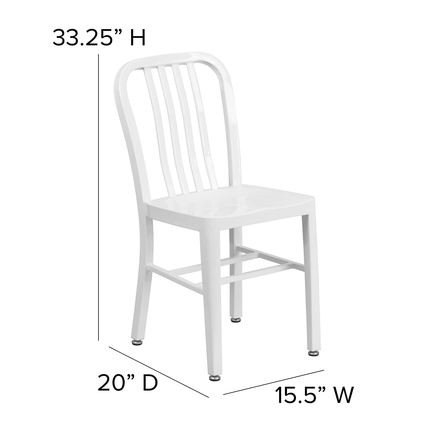 Flash Furniture Gael Commercial Grade 2-Pack White Metal Indoor-Outdoor Stackable Chairs for Restaurants, Patios, and Events