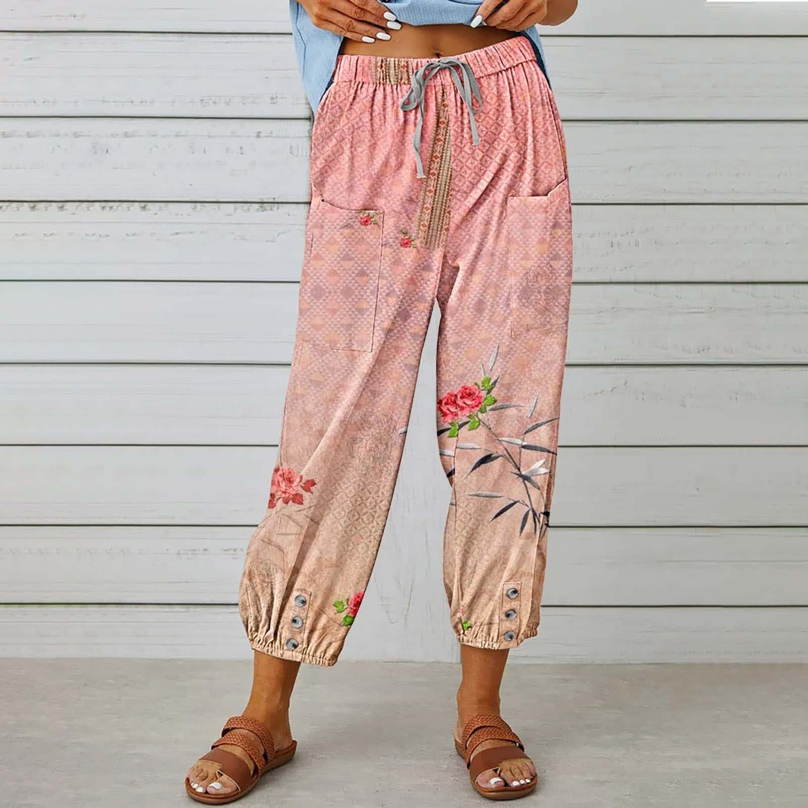 Women's High Waist Cargo Pants - Printed Elastic Wide Leg Trousers with Quick Dry Fabric | Outdoor Hiking, Travel & Casual Wear Sweatpants for Women
