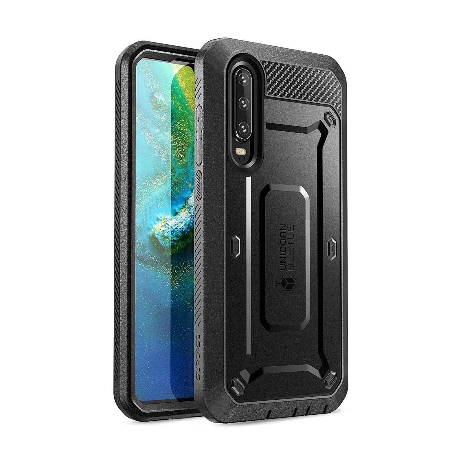 Huawei P30 Unicorn Beetle Pro Rugged Holster Case - Shockproof Protective Cover with Belt Clip (Black) - Perfect for Outdoor Activities, Construction Work & Extreme Sports