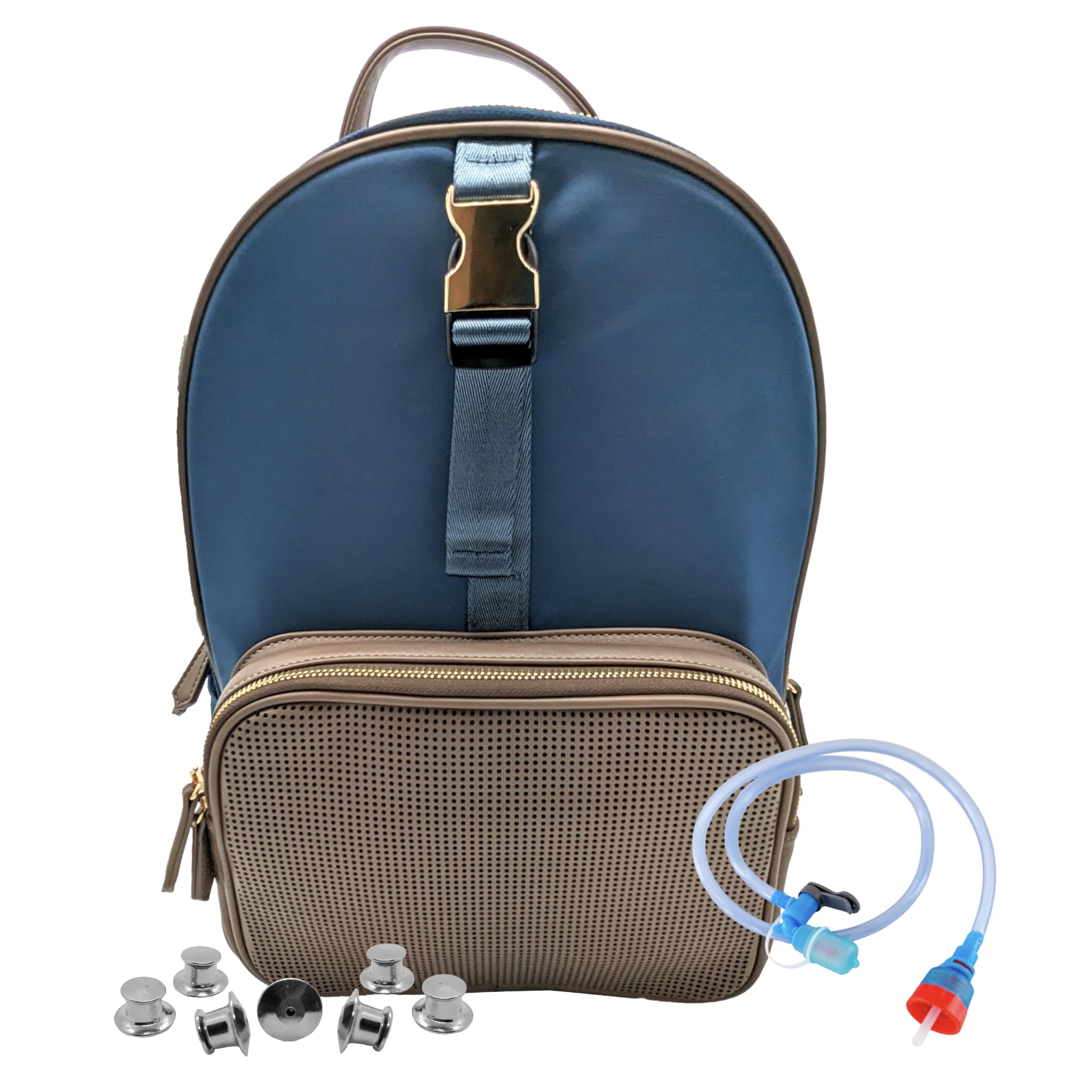 Designer Park Company - Master Gracey Leather Backpack with Adjustable Straps, Hydration Kit & Locking Pins | Durable School & Travel Backpack for Boys & Girls | Perfect for Theme Parks, Hiking & Daily Commute - Sapphire Blue