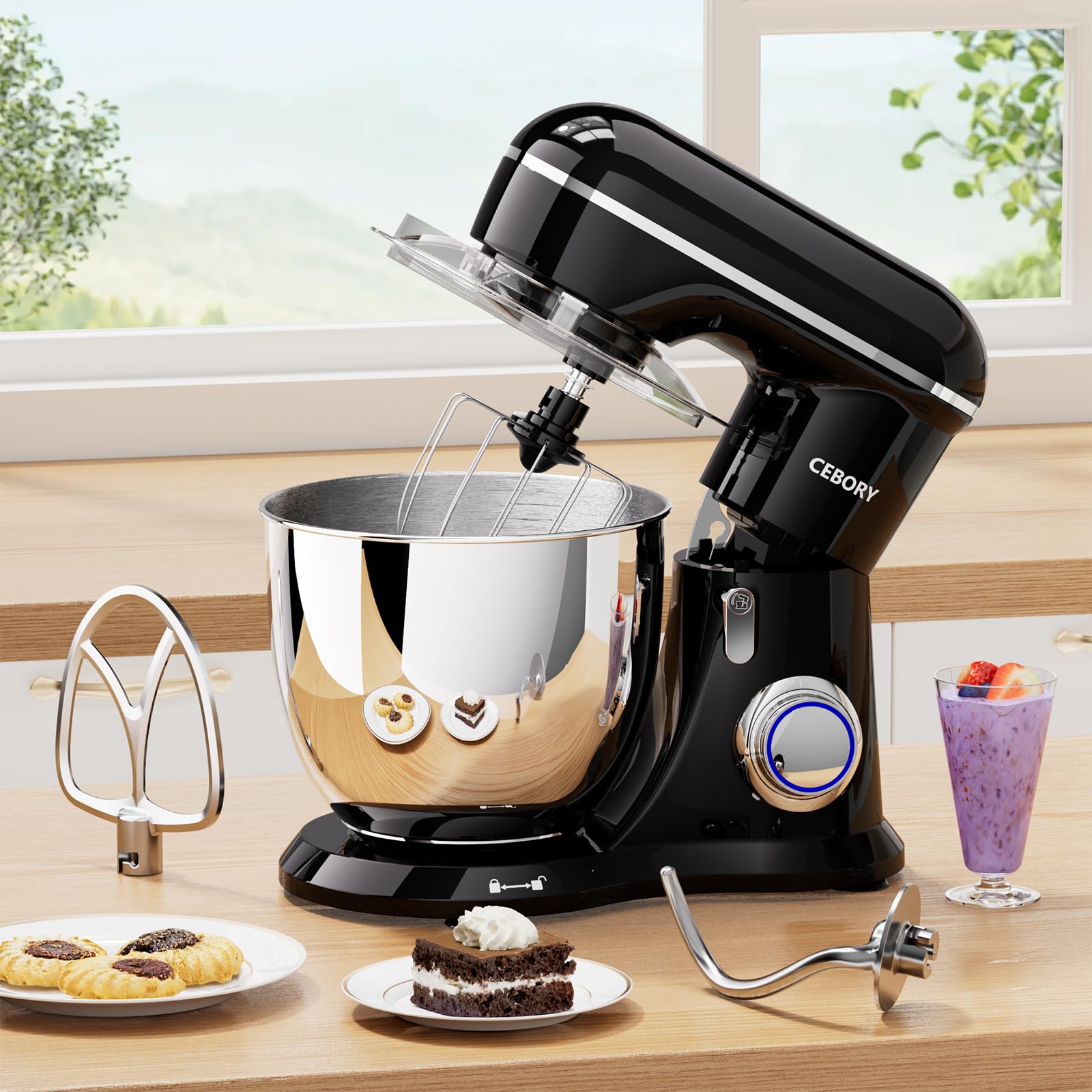 **6.5QT 660W 10-Speed Electric Stand Mixer - 3-in-1 Kitchen Mixer with Dough Hook, Beater & Whisk - Perfect for Baking Bread, Cakes & Home Cooking - Ideal for Bakers & Home Chefs (Black)**    **Usage Scenarios:** Great for kneading dough, whipping cream, mixing cake batter, and preparing homemade meals in your kitchen.