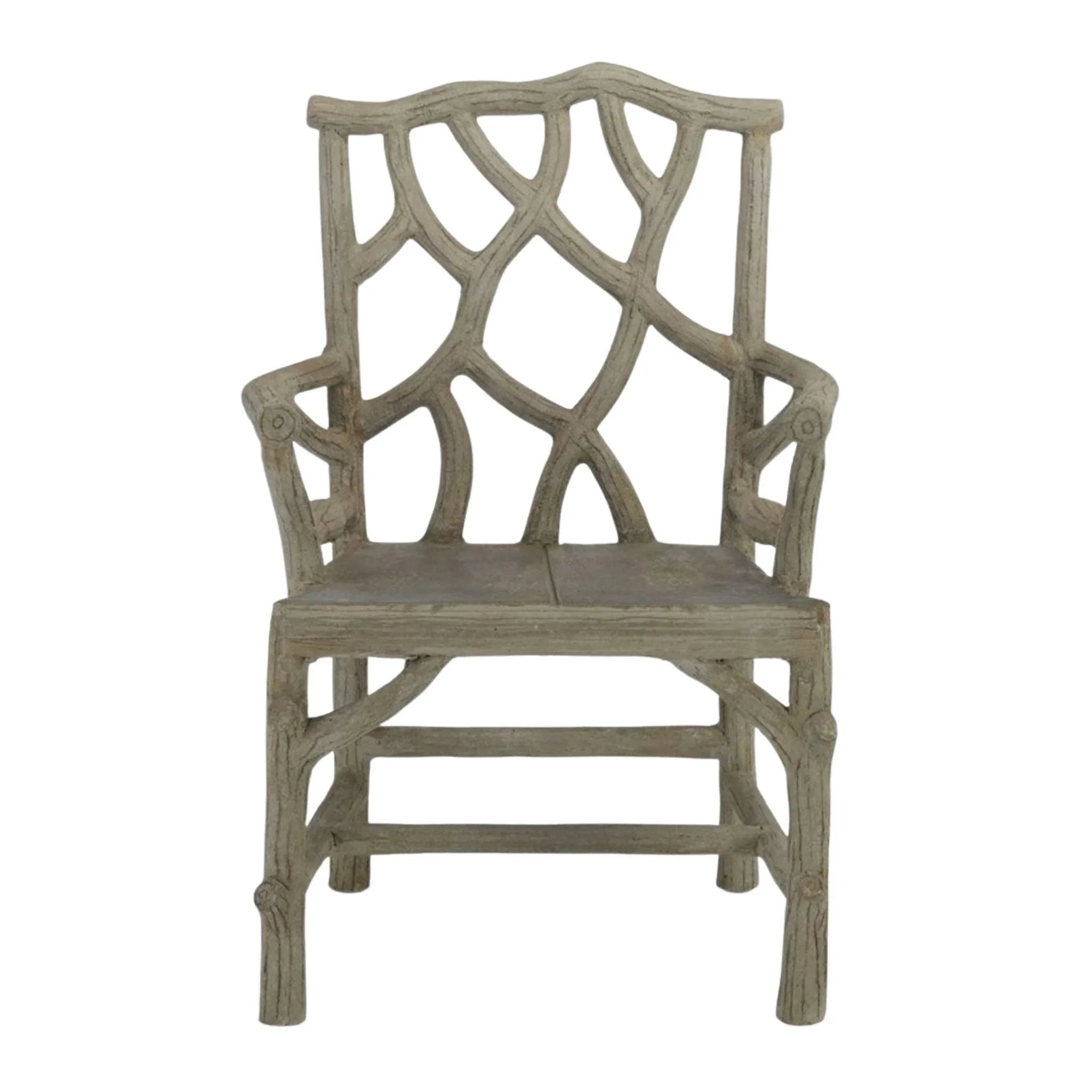 Modern Concrete Tree Branch Design Outdoor Armchair - Weather-Resistant Patio Furniture for Garden, Poolside, and Backyard Relaxation