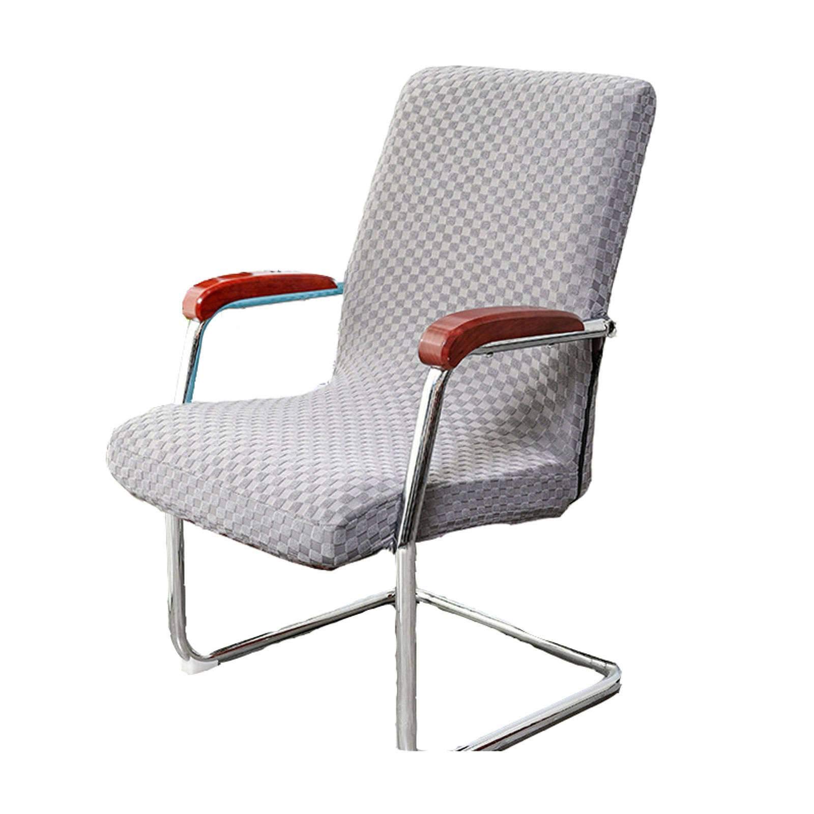 Stretch Jacquard Office Chair Covers - Soft Durable Washable Slipcovers for Computer Chairs, Boss Chairs & Swivel Chairs - Light Grey Small Size - Perfect for Home Office, Gaming Setup & Conference Rooms