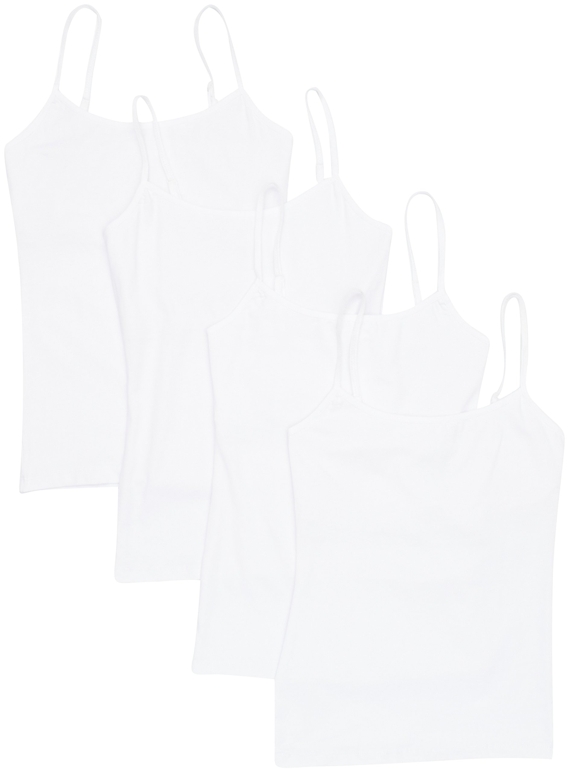 4 Pack Women's Shelf Bra Cami Tops - Basic Active Wear, Medium, White (4-Piece Set) | Perfect for Yoga, Gym & Everyday Comfort