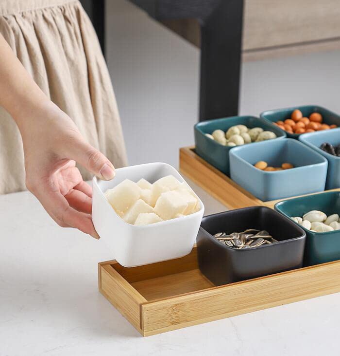 123Arts White Ceramic Sugar Packet Holder & Tea Bag Bowl - Square Snack Bowl for Coffee, Tea, Office, Kitchen, Restaurant, and Home Decor