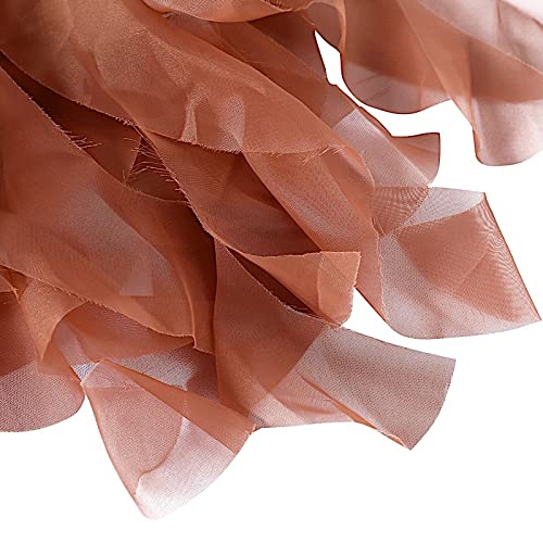 50 Premium Terracotta Curly Chiffon Chair Covers with Sashes - Elegant Wedding, Party & Reception Decorations - Perfect for Banquet Halls, Garden Ceremonies & Special Events