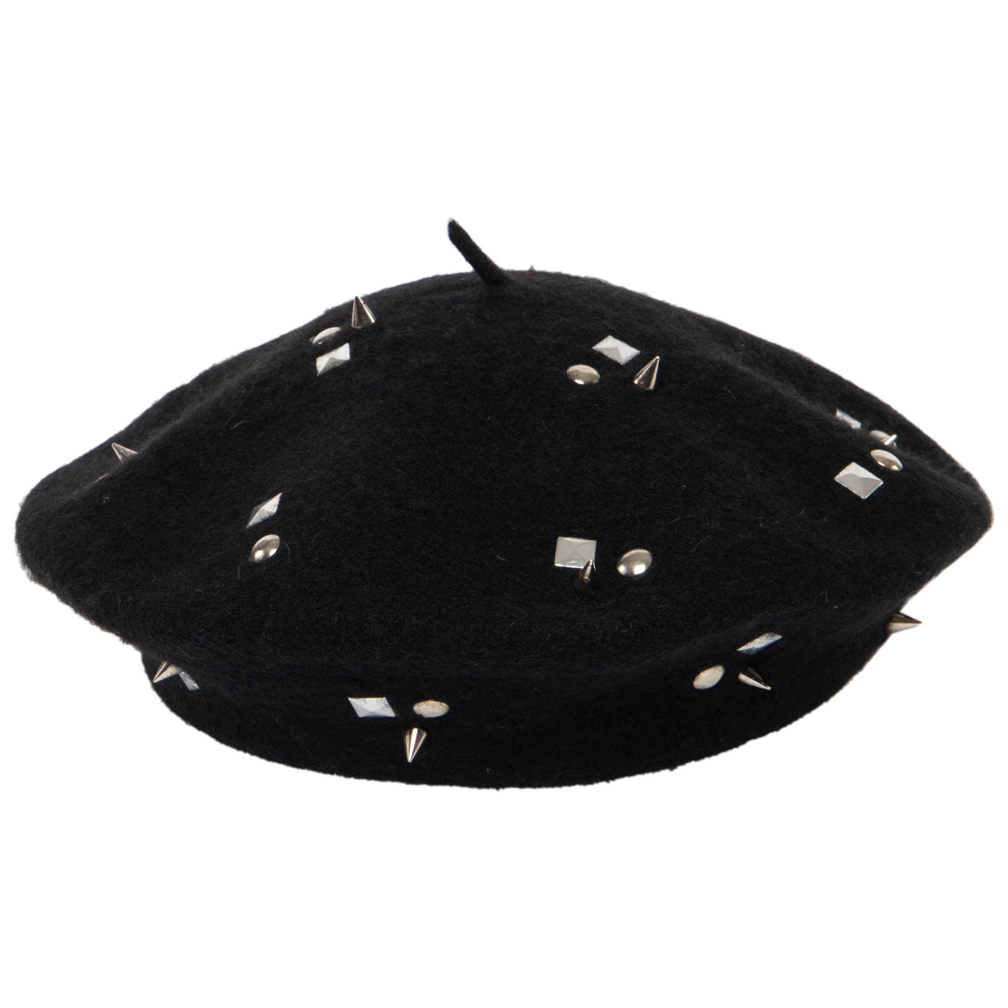 Wool Blend Beret with Metallic Stud Clusters - Stylish Winter Hat for Women | Perfect for Casual Outfits & Evening Events