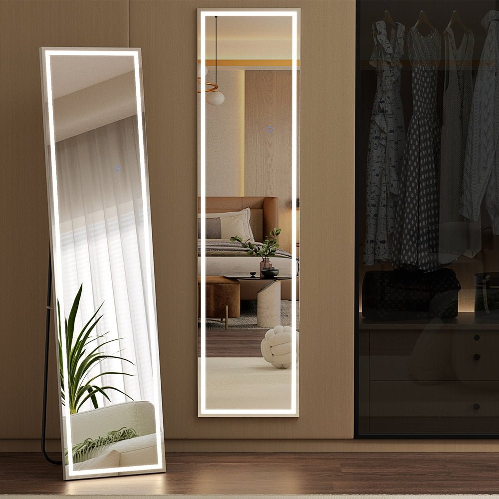 Full Length LED Floor Mirror with Lights - Modern Wall Mirror for Home Gym, Bedroom, and Dressing Room Decor