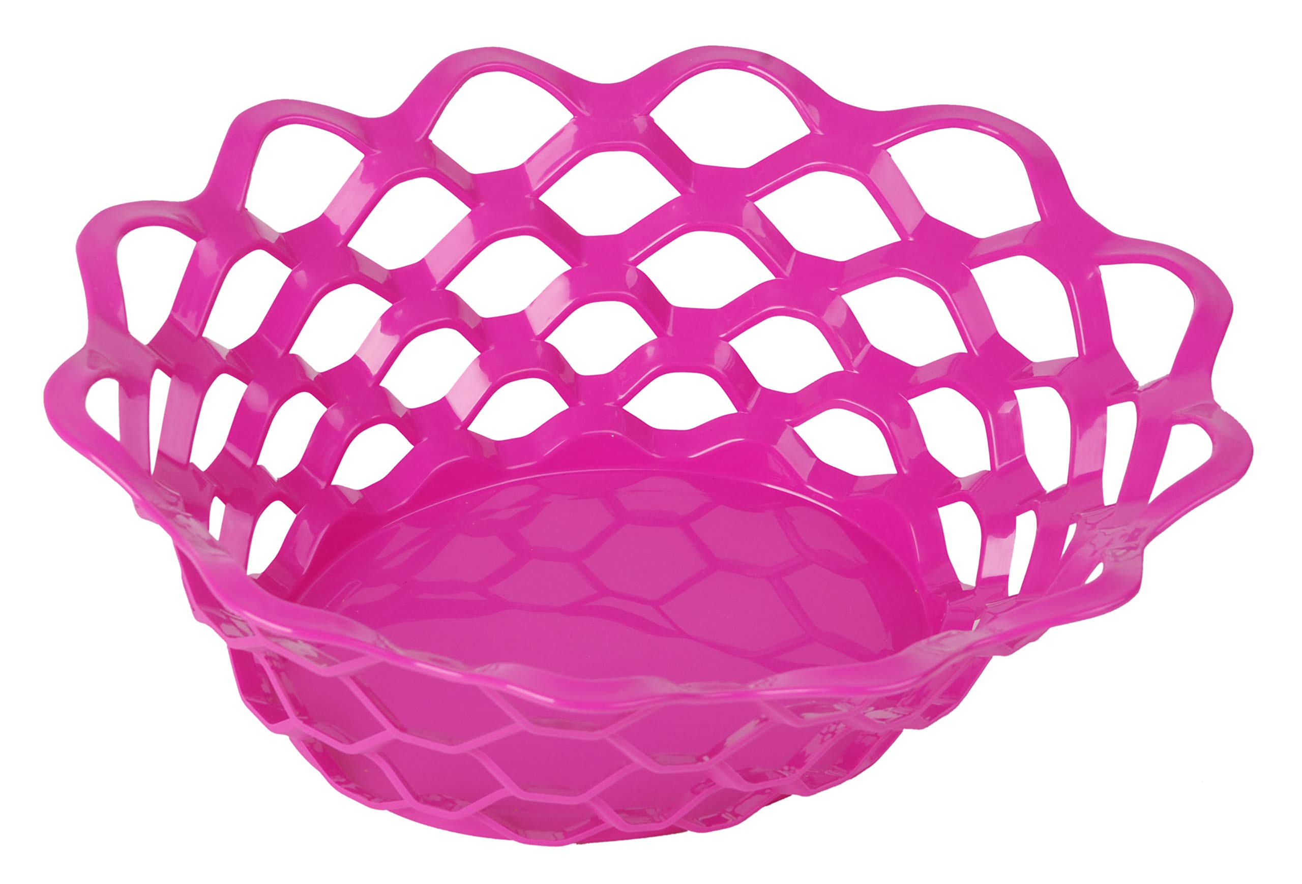Mintra Home Plastic Oval Bread and Fruit Serving Basket - Kitchen Countertop & Dining Table Storage - Ideal for Picnics, Parties, and Home Organization (Fuchsia)