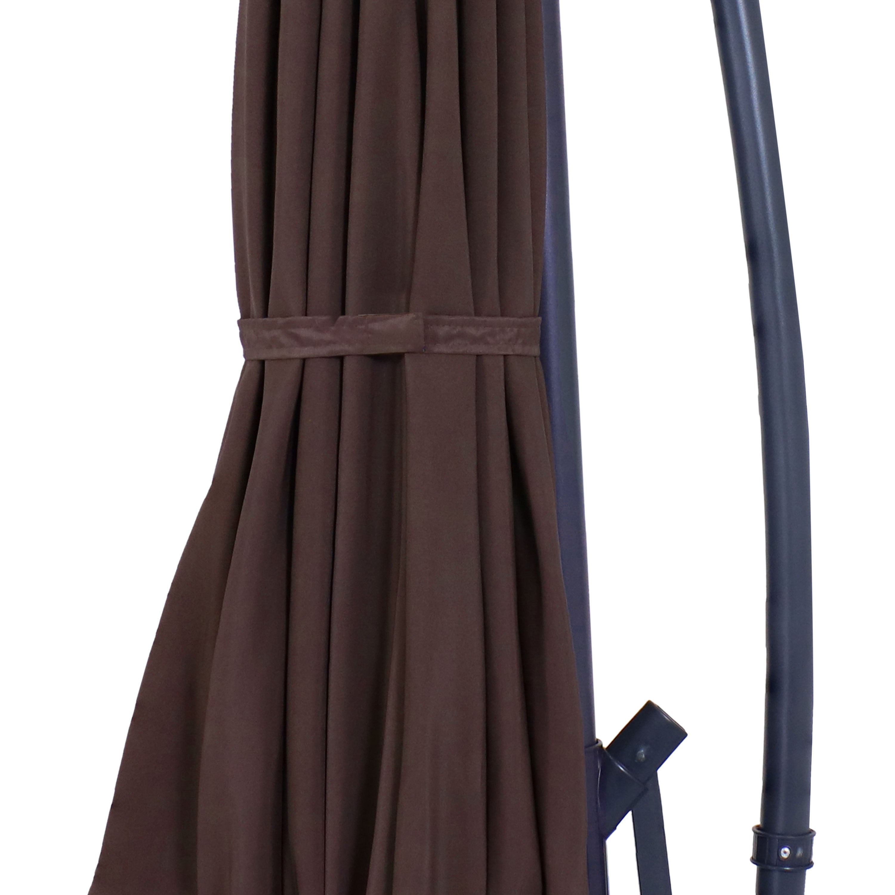 Sunnydaze 10-Foot Solar-Powered Cantilever Offset Patio Umbrella with Cross Base - Perfect for Poolside, Backyard, and Outdoor Dining Areas