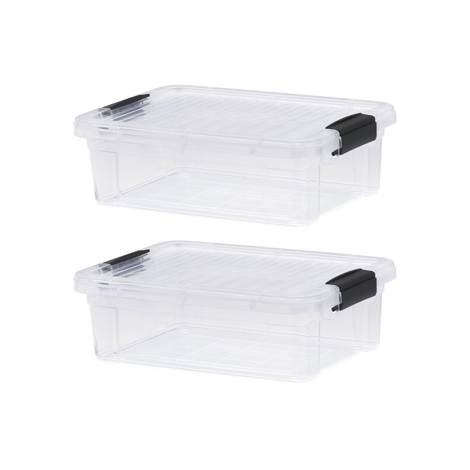 Superior Clear Plastic Storage Bins with Lids - 2 Pack 4.5 Qt Stackable Organizing Containers | BPA Free & Odor Free | Perfect for Home, Dorm, Pantry & Closet Organization | Space Saving Storage Solution
