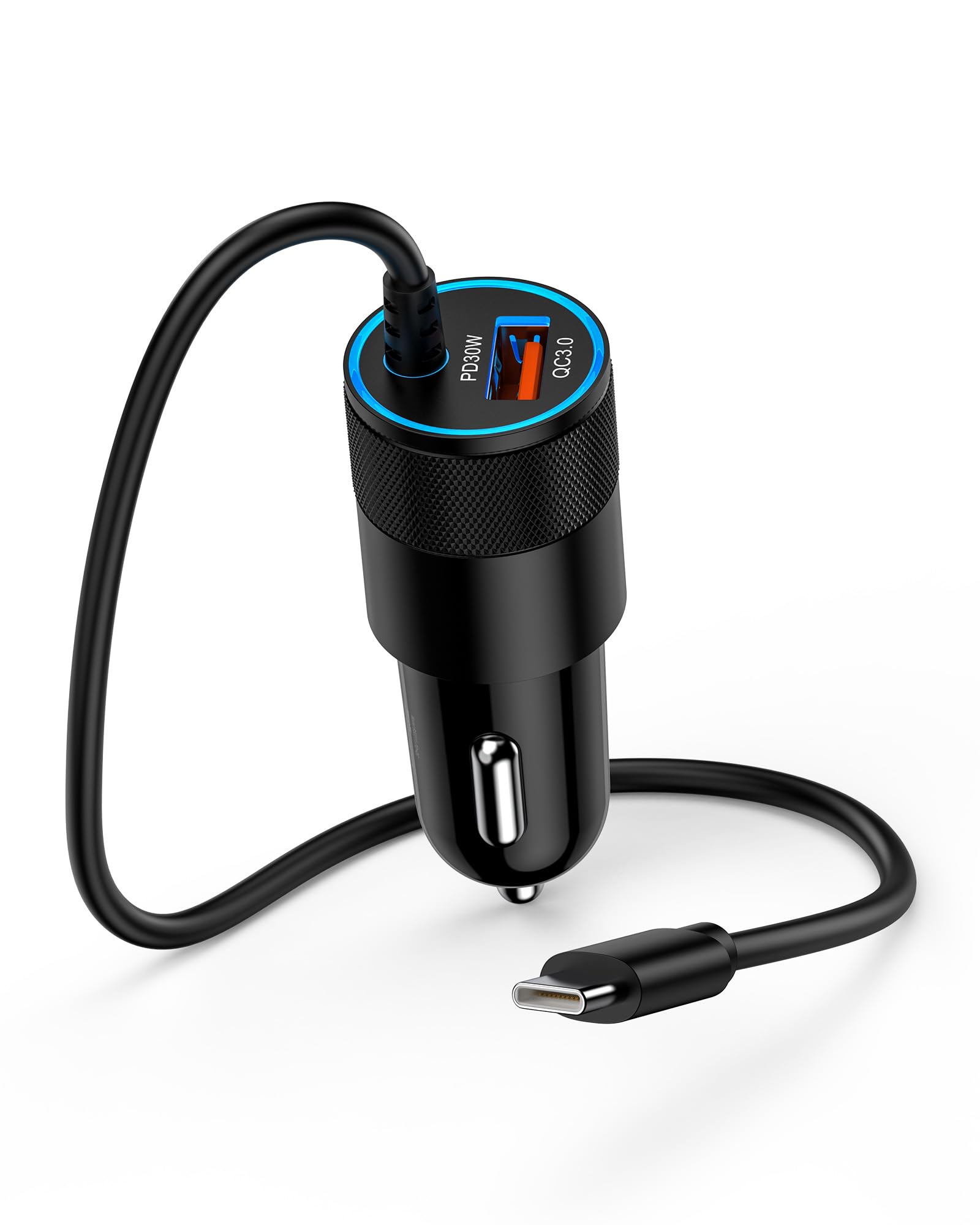AILKIN Fast USB C Car Charger for Samsung Galaxy S24 Ultra/A55/A15/Z Fold/Flip 6 & iPhone 15 Pro/Pro Max/Plus - Dual Port Cigarette Lighter Adapter with Quick Charge - Perfect for Road Trips & Daily Commutes