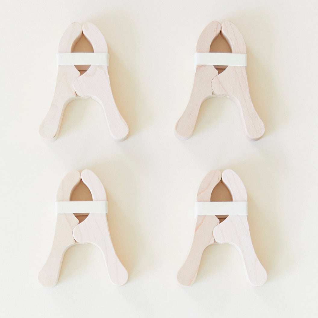 Sarah's Silks Maple Wooden Playclips - Set of 4 Natural Wood Clips for Dress Up, Pretend Play & Costume Accessories - Perfect for Kids Imaginative Play, Theater Costumes & Waldorf Toys