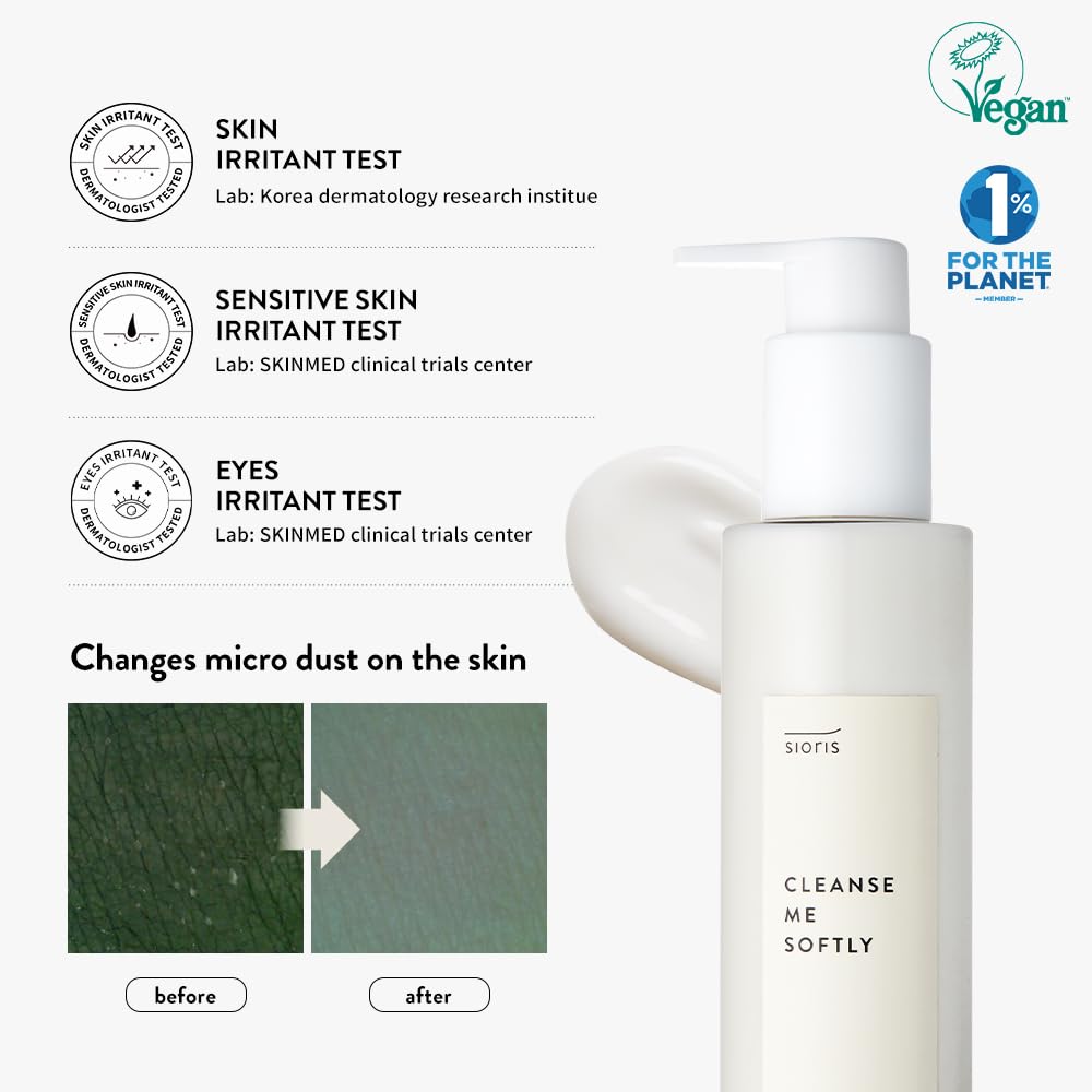 Sioris Cleanse Me Softly Milk Cleanser - Vegan, Citrus Scent, Gentle Daily Face Wash with 62.6% Natural Citrus Water & Macadamia Seed Oil for Dry & Sensitive Skin | Perfect for Morning & Night Skincare Routine