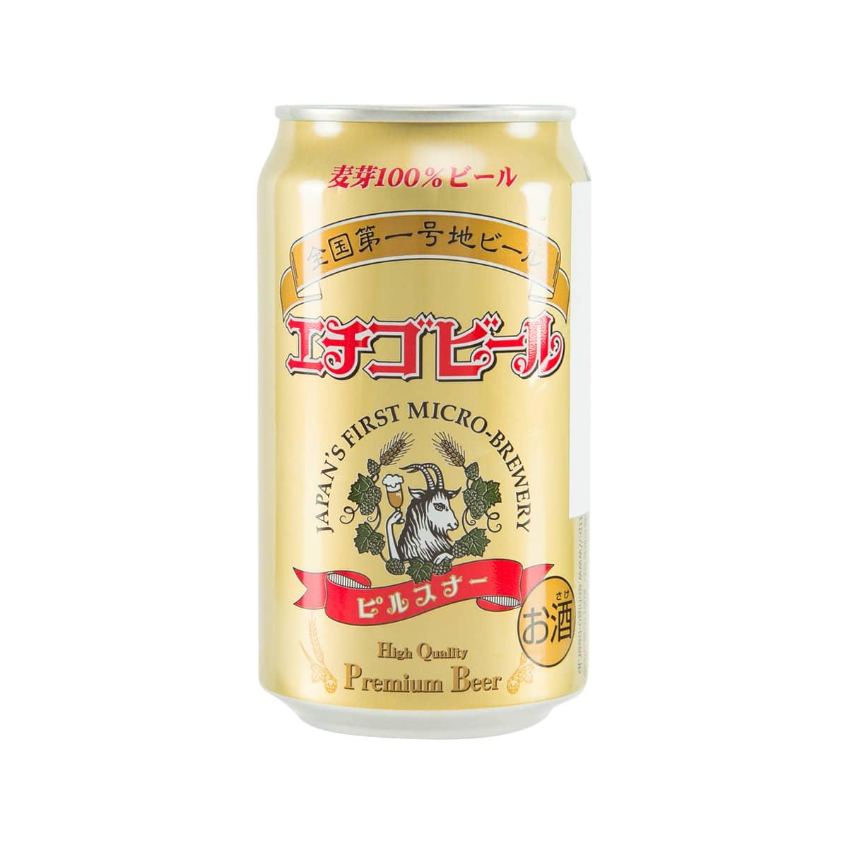 ECHIGO Pilsner Beer - Premium Japanese Lager, 5% Alcohol, 350mL Can - Perfect for Parties, BBQs, and Relaxing at Home
