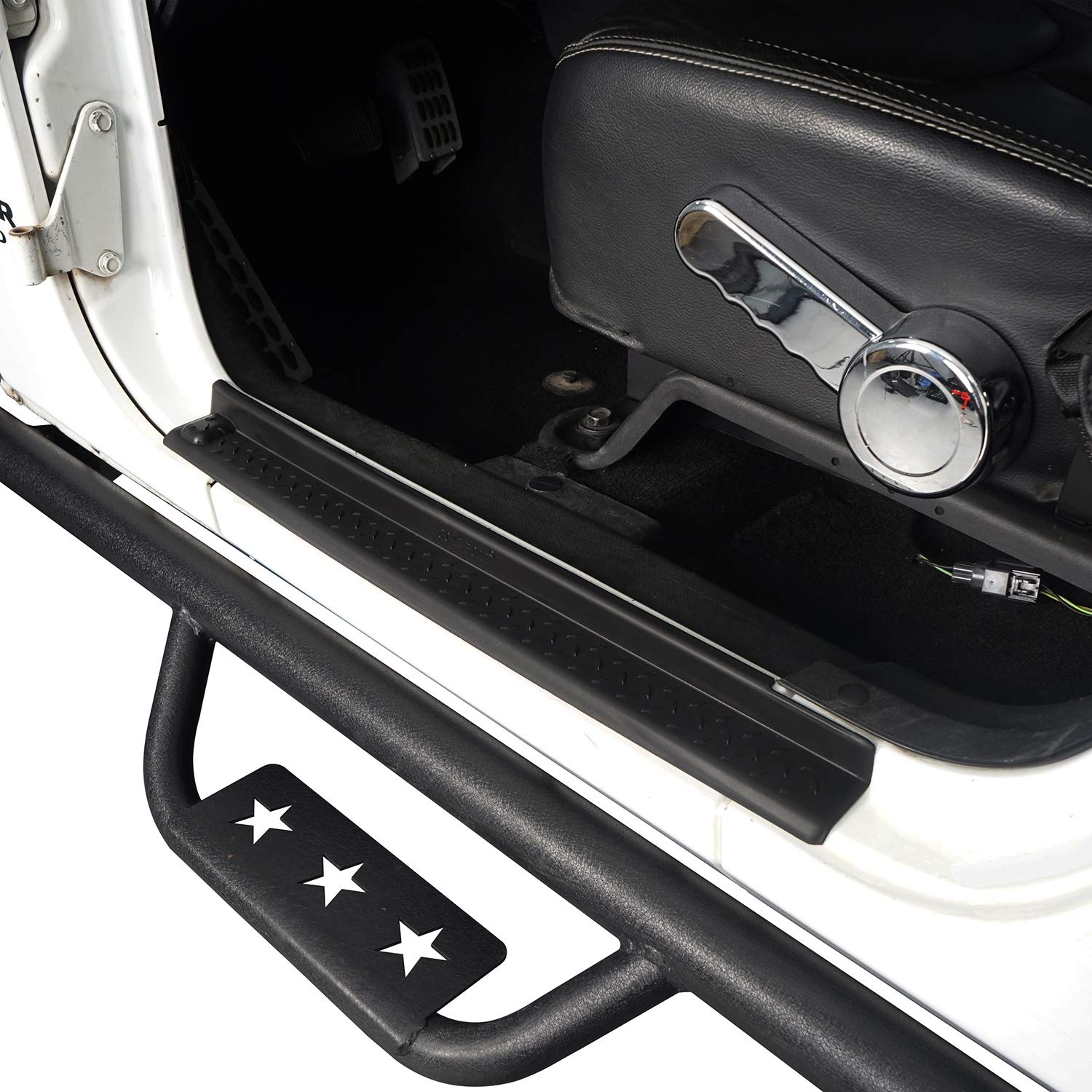 Hooke Road Wrangler JK Door Sill Entry Guard Black Thresholds Kit - Compatible with Jeep JK Wrangler Unlimited 4-Door 2007-2018 Models - Durable Protection Against Scratches & Dents for Off-Road Adventures & Daily Driving