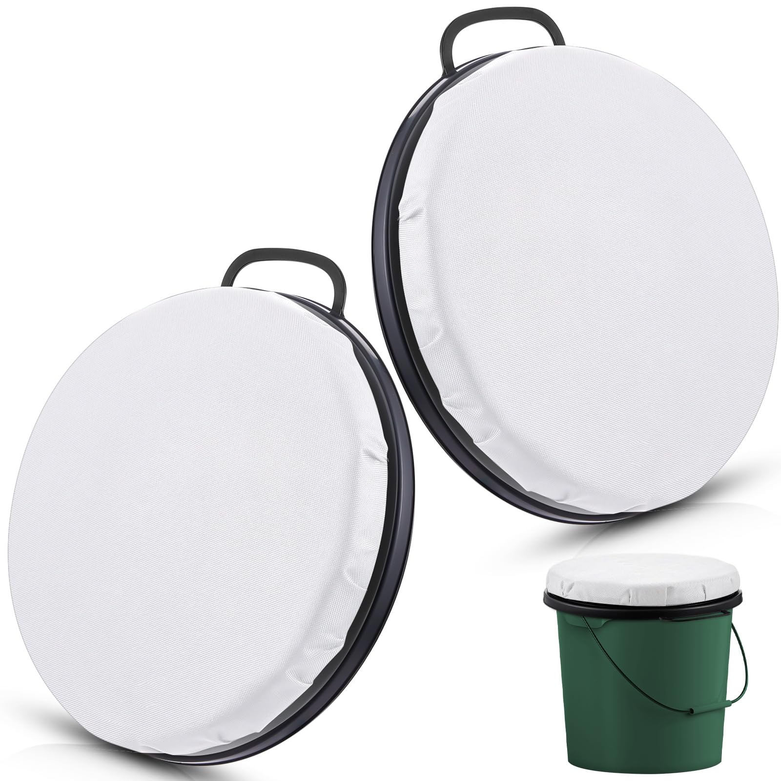 2 Pack 5 Gallon Bucket Seat Cushion with 360° Swivel Lid - Waterproof Cover for Hunting, Fishing, Gardening & Camping - Comfortable Outdoor Bucket Seat for Dove Hunting, Duck Hunting & More (White)