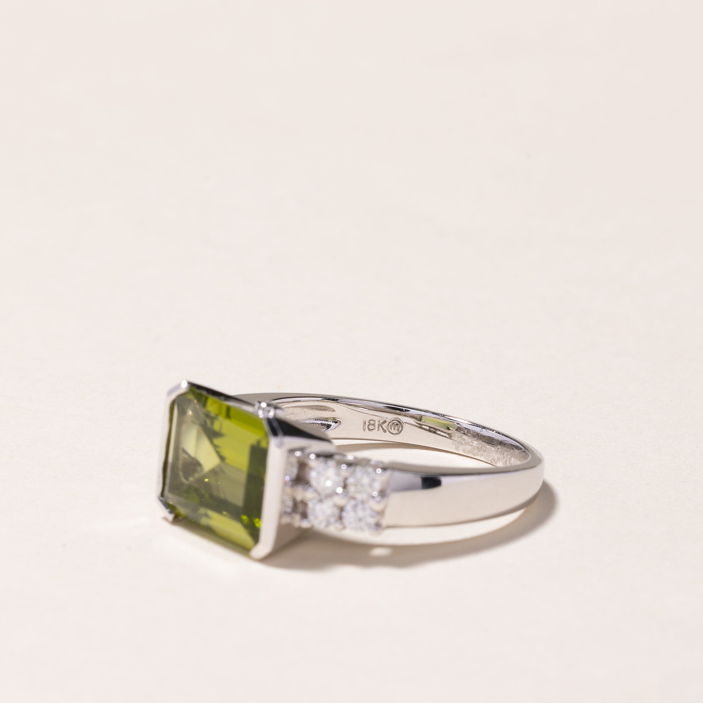 18K White Gold Tourmaline and Diamond Ring - 2.90ct Tourmaline & 0.28ctw Diamonds - Size 6.75 - Elegant Wedding, Engagement & Anniversary Jewelry Gift