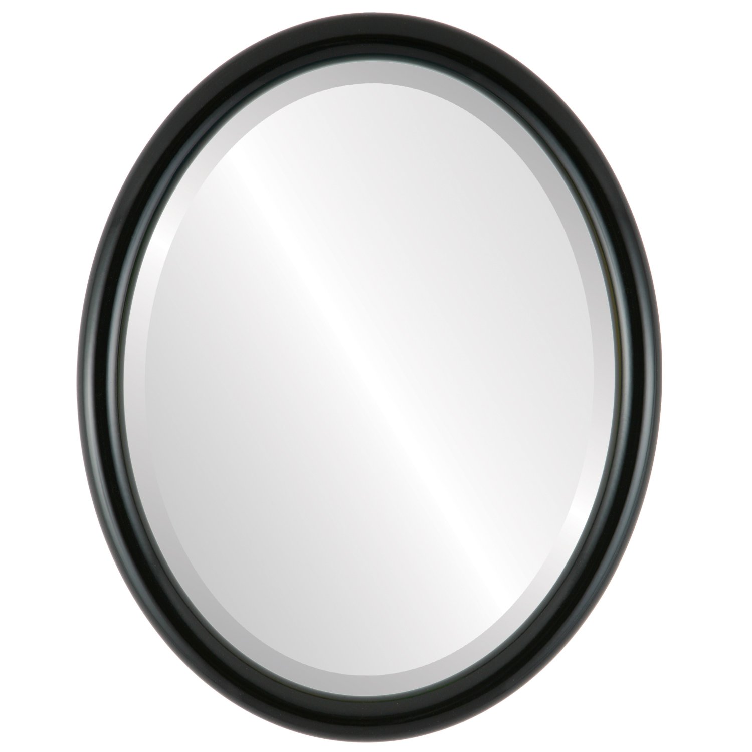Oval Wooden Beveled Wall Mirror - 18x22 Inches Gloss Black Frame - Elegant Home Decor for Bathroom, Vanity, Bedroom, Living Room & Hallway - Perfect for Makeup, Dressing & Interior Design