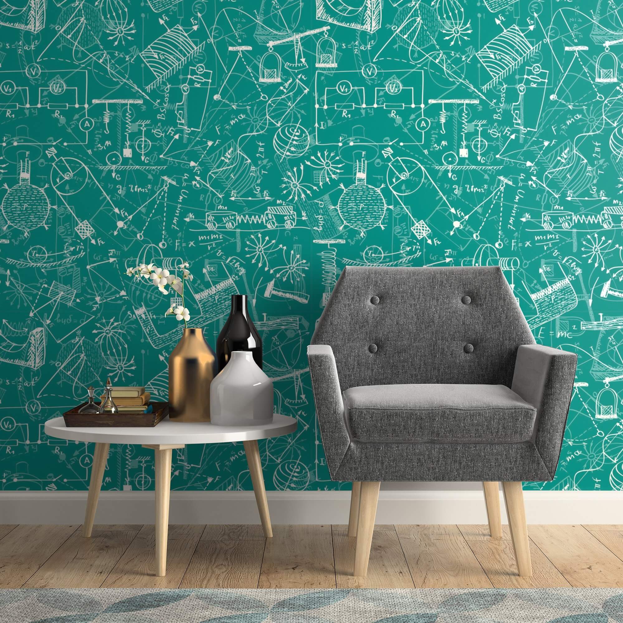Blue Graph Children's Peel and Stick Removable Wallpaper - Easy DIY Nursery Decor & Kids Room Wall Covering